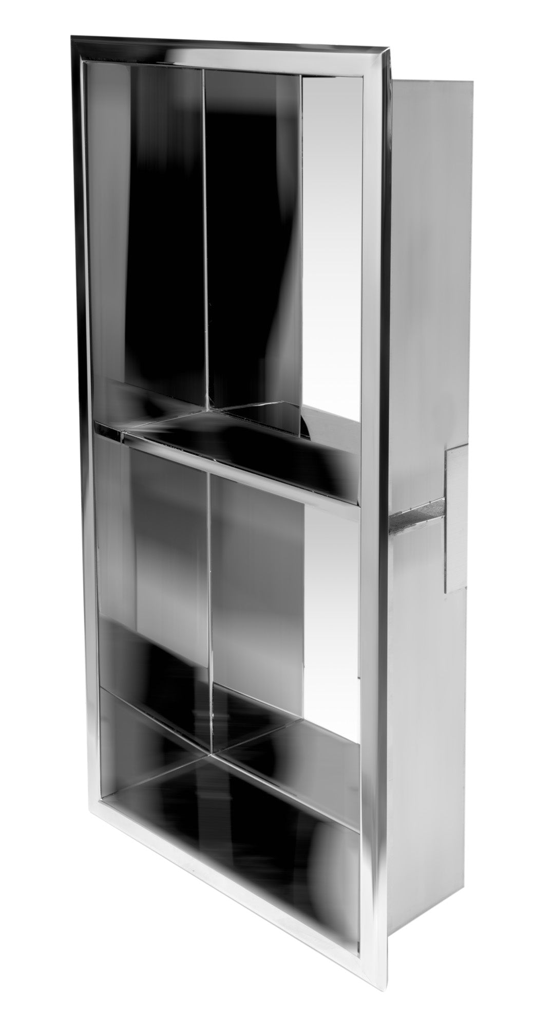 ALFI Brand - 12 x 24 Polished Stainless Steel Vertical Double Shelf Bath Shower Niche | ABN1224-PSS ALFI Brand - 12 x 24 Polished Stainless Steel Vertical Double Shelf Bath Shower Niche | ABN1224-PSS