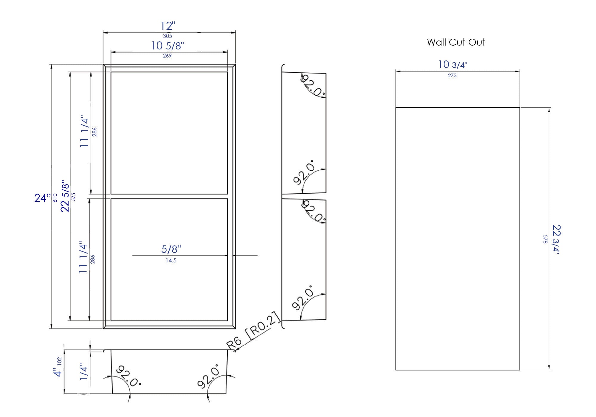 ALFI Brand - 12 x 24 Polished Stainless Steel Vertical Double Shelf Bath Shower Niche | ABN1224-PSS ALFI Brand - 12 x 24 Polished Stainless Steel Vertical Double Shelf Bath Shower Niche | ABN1224-PSS