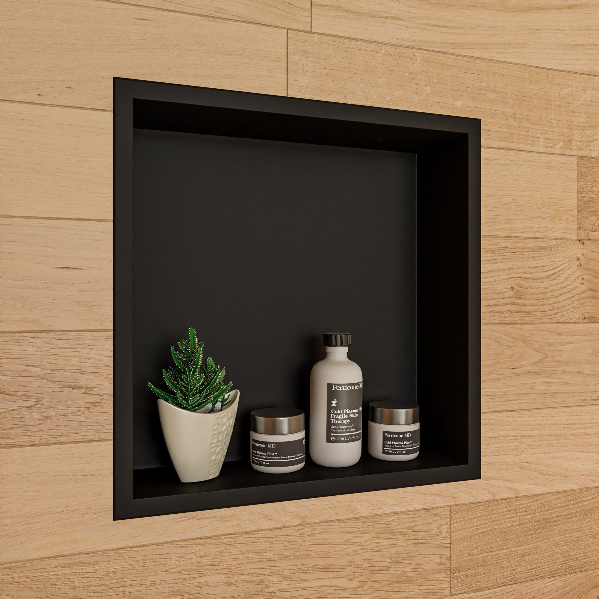ALFI Brand - 16" x 16" Black Matte Stainless Steel Square Single Shelf Bath Shower Niche | ABNC1616-BLA ALFI Brand - 16" x 16" Black Matte Stainless Steel Square Single Shelf Bath Shower Niche | ABNC1616-BLA