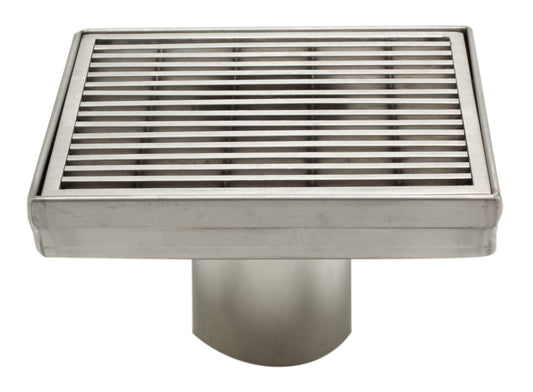 ALFI Brand - 5" x 5" Square Stainless Steel Shower Drain with Groove Lines | ABSD55D