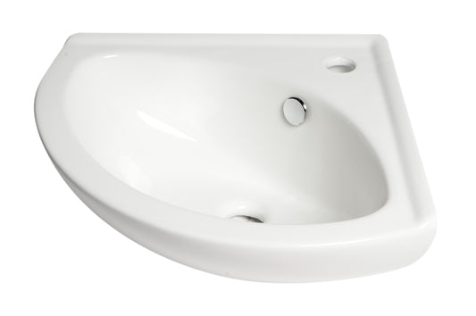 ALFI Brand - White 22" Corner Wall Mounted Ceramic Sink with Faucet Hole | ABC120