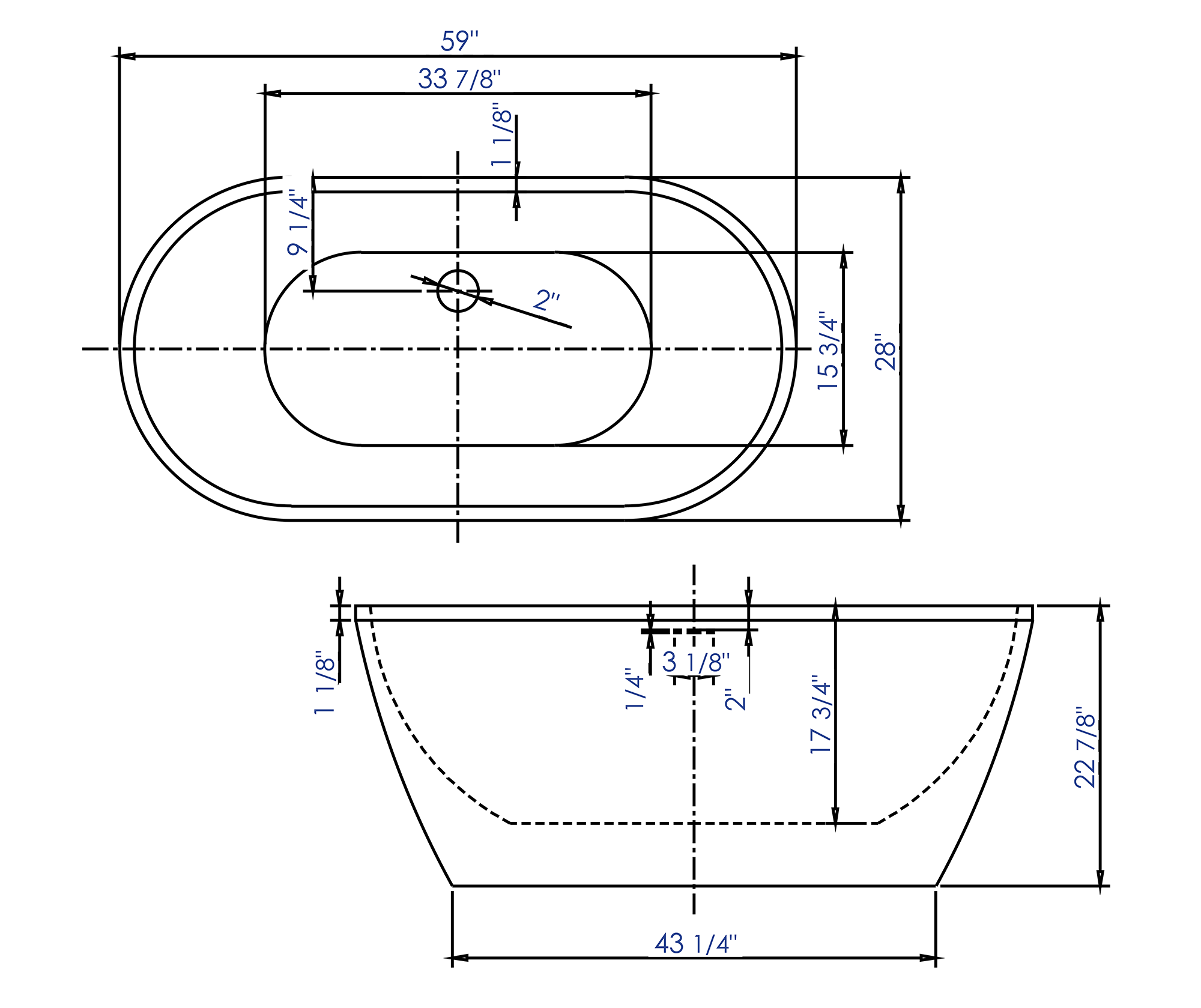 ALFI Brand - 59 inch White Oval Acrylic Free Standing Soaking Bathtub | AB8838 ALFI Brand - 59 inch White Oval Acrylic Free Standing Soaking Bathtub | AB8838