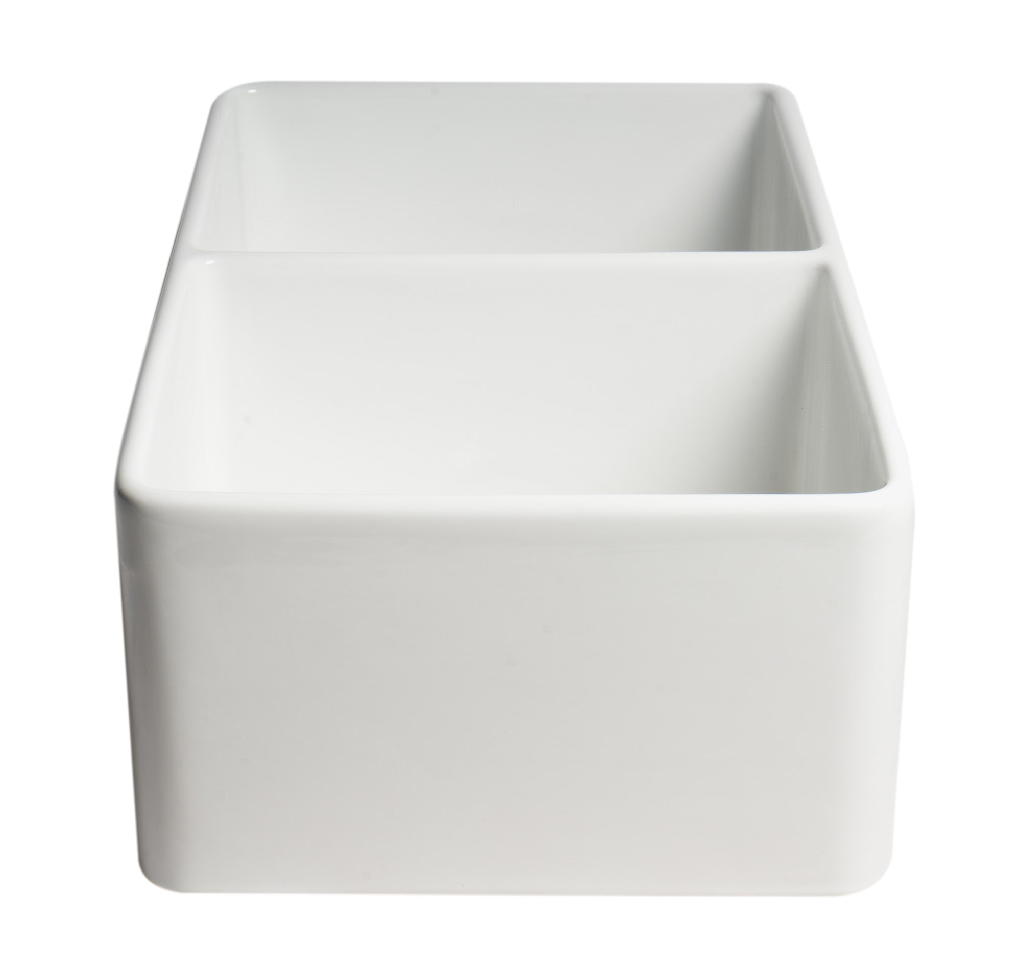ALFI Brand - White Smooth Apron 33" x 18" Double Bowl Fireclay Farm Sink | ABF3318D-W ALFI Brand - White Smooth Apron 33" x 18" Double Bowl Fireclay Farm Sink | ABF3318D-W