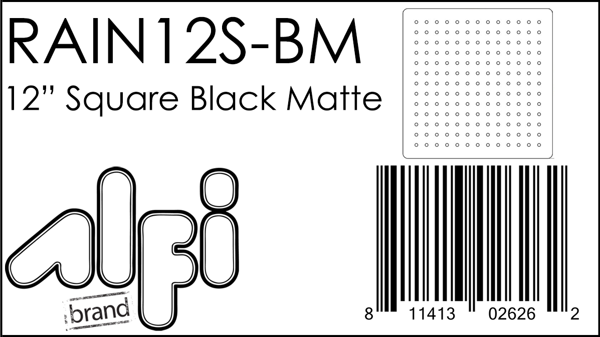 ALFI Brand - Matte Black Stainless Steel 12" Square Ultra-Thin Rain Shower Head | RAIN12S-BM ALFI Brand - Matte Black Stainless Steel 12" Square Ultra-Thin Rain Shower Head | RAIN12S-BM