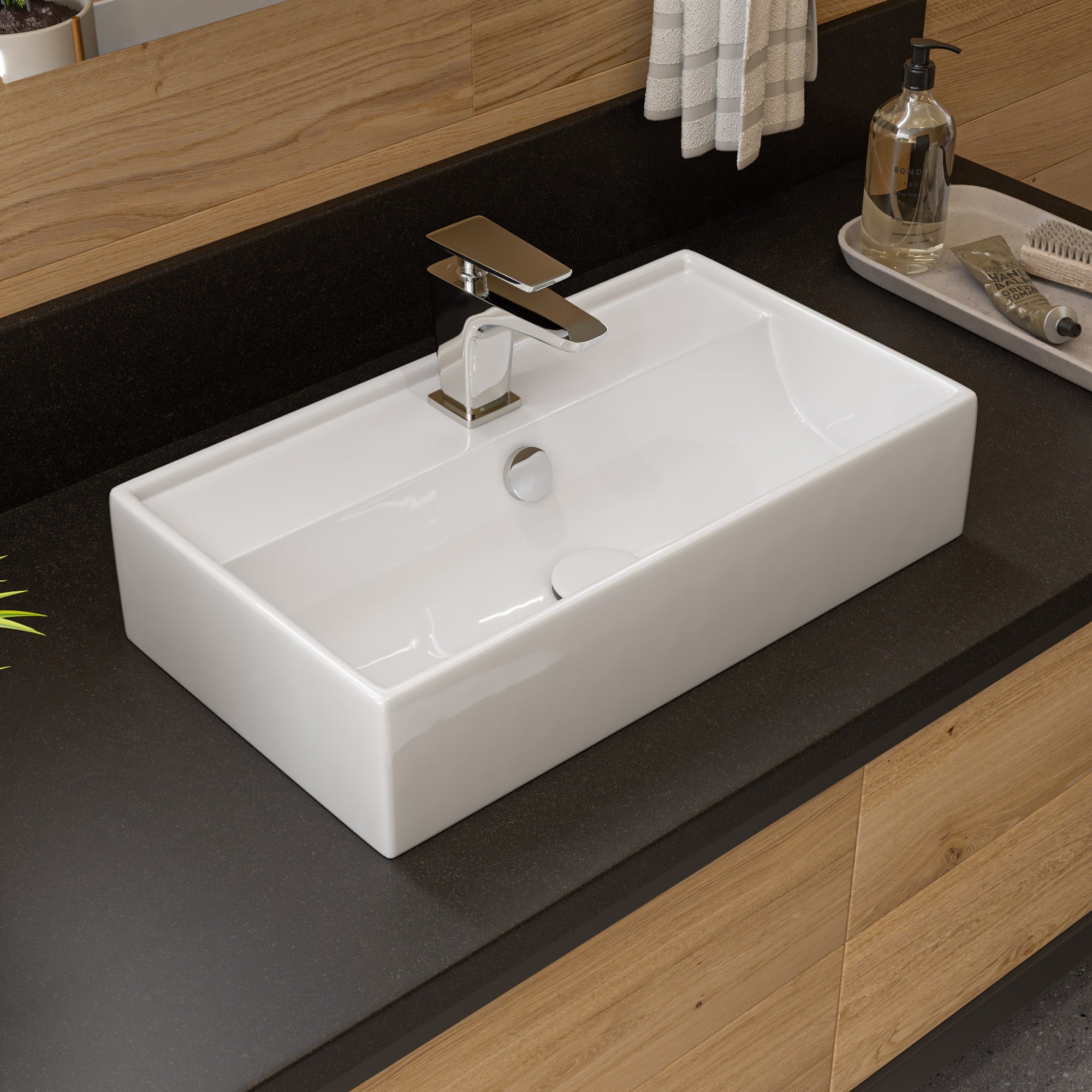 ALFI Brand - White 22" Rectangular Wall Mounted Ceramic Sink with Faucet Hole | ABC122 ALFI Brand - White 22" Rectangular Wall Mounted Ceramic Sink with Faucet Hole | ABC122