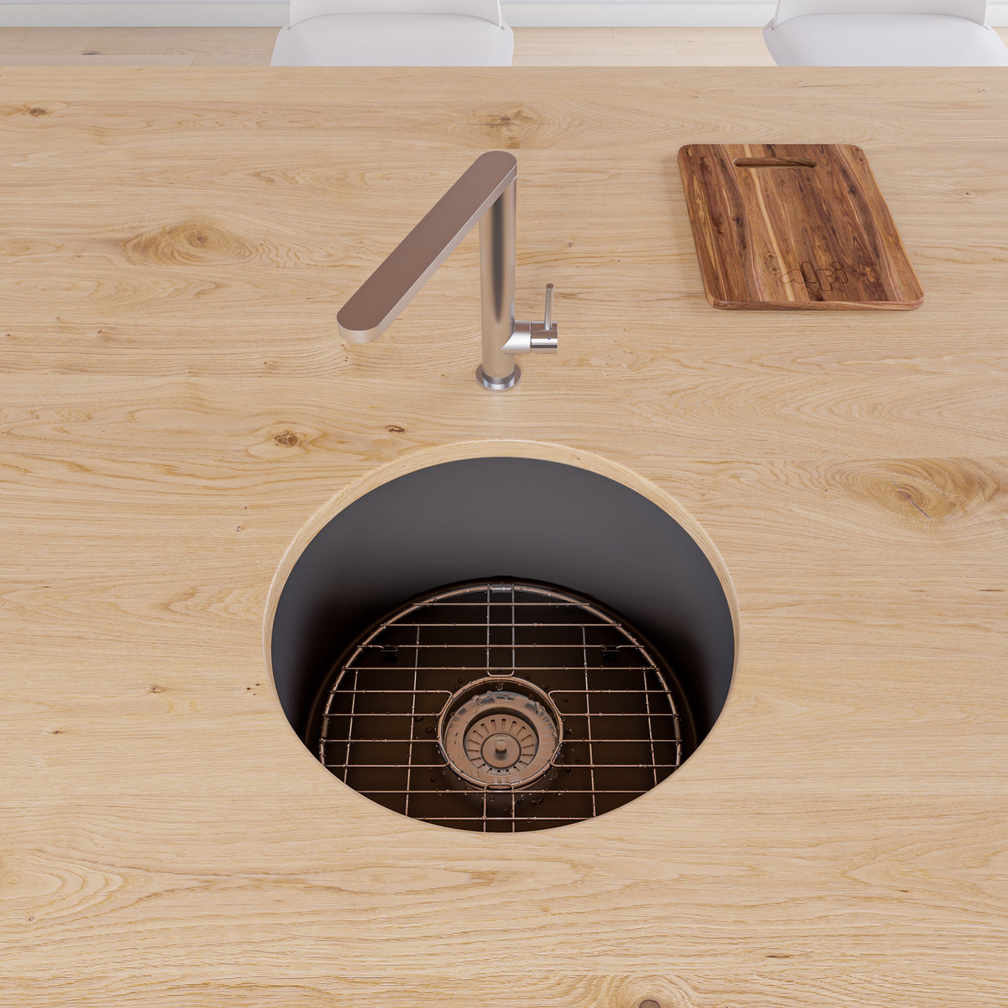 ALFI Brand - Black Matte Round 18" x 18" Undermount / Drop In Fireclay Prep Sink | ABF1818R-BM ALFI Brand - Black Matte Round 18" x 18" Undermount / Drop In Fireclay Prep Sink | ABF1818R-BM