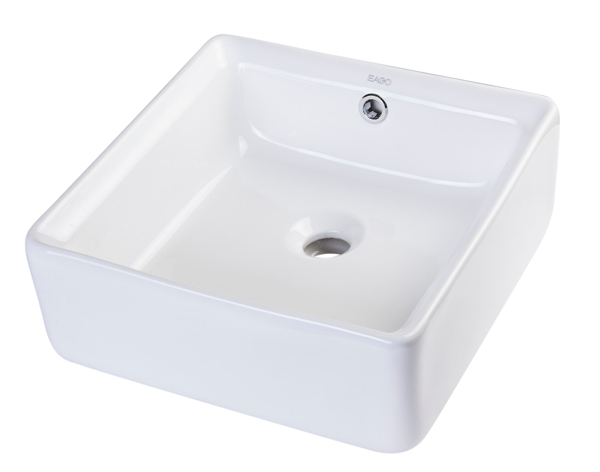 EAGO - 15" SQUARE CERAMIC ABOVE MOUNT BATHROOM BASIN VESSEL SINK | BA130 EAGO - 15" SQUARE CERAMIC ABOVE MOUNT BATHROOM BASIN VESSEL SINK | BA130