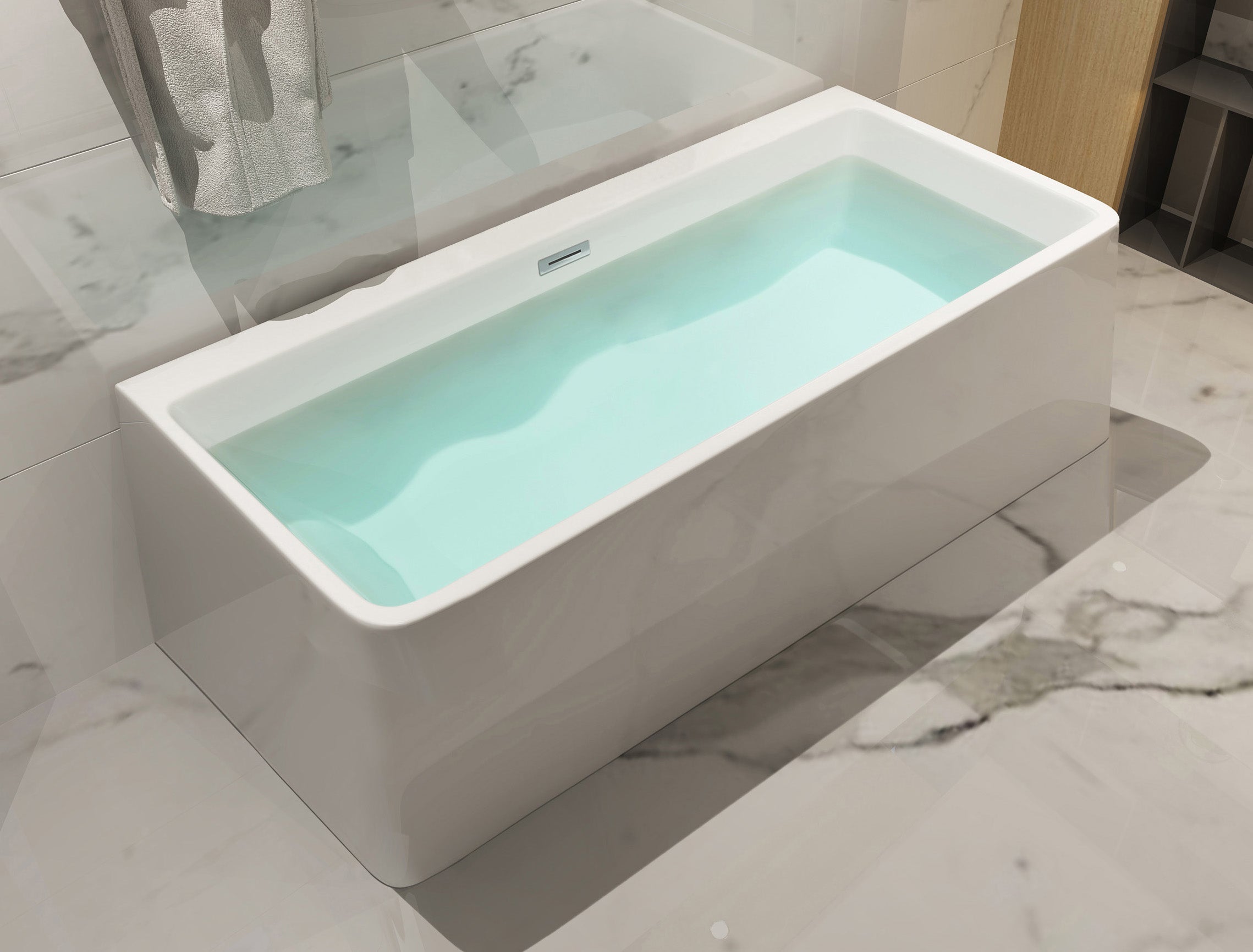 ALFI Brand - 59 inch White Rectangular Acrylic Free Standing Soaking Bathtub | AB8858 ALFI Brand - 59 inch White Rectangular Acrylic Free Standing Soaking Bathtub | AB8858