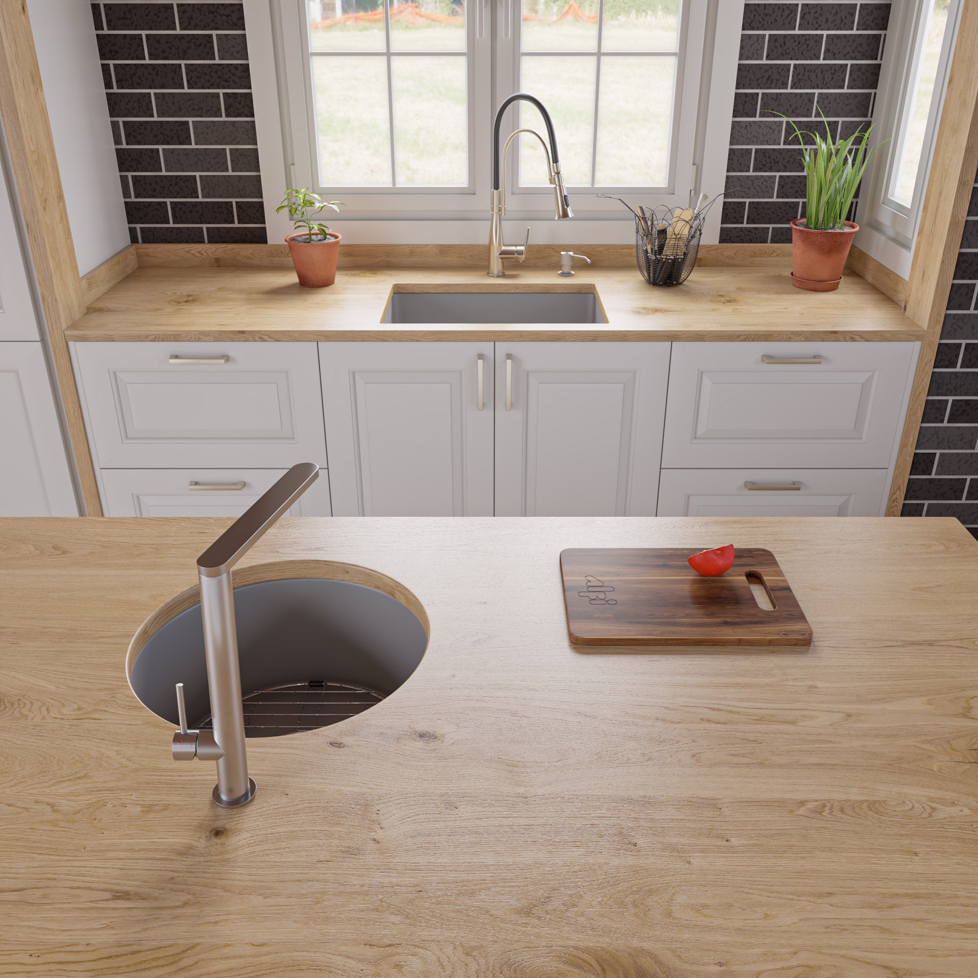 ALFI Brand - Gray Matte 27" x 18" Fireclay Undermount / Drop In Firelcay Kitchen Sink | ABF2718UD-GM ALFI Brand - Gray Matte 27" x 18" Fireclay Undermount / Drop In Firelcay Kitchen Sink | ABF2718UD-GM