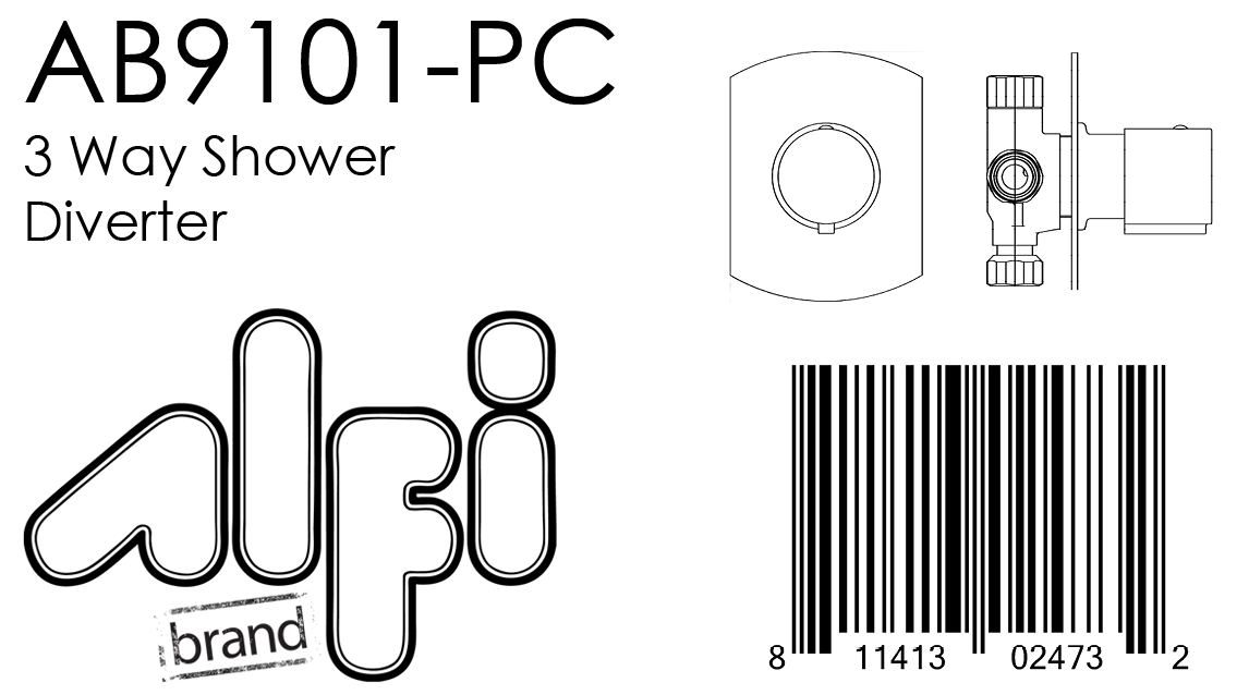 ALFI Brand - Polished Chrome Modern Round 3 Way Shower Diverter | AB9101-PC ALFI Brand - Polished Chrome Modern Round 3 Way Shower Diverter | AB9101-PC
