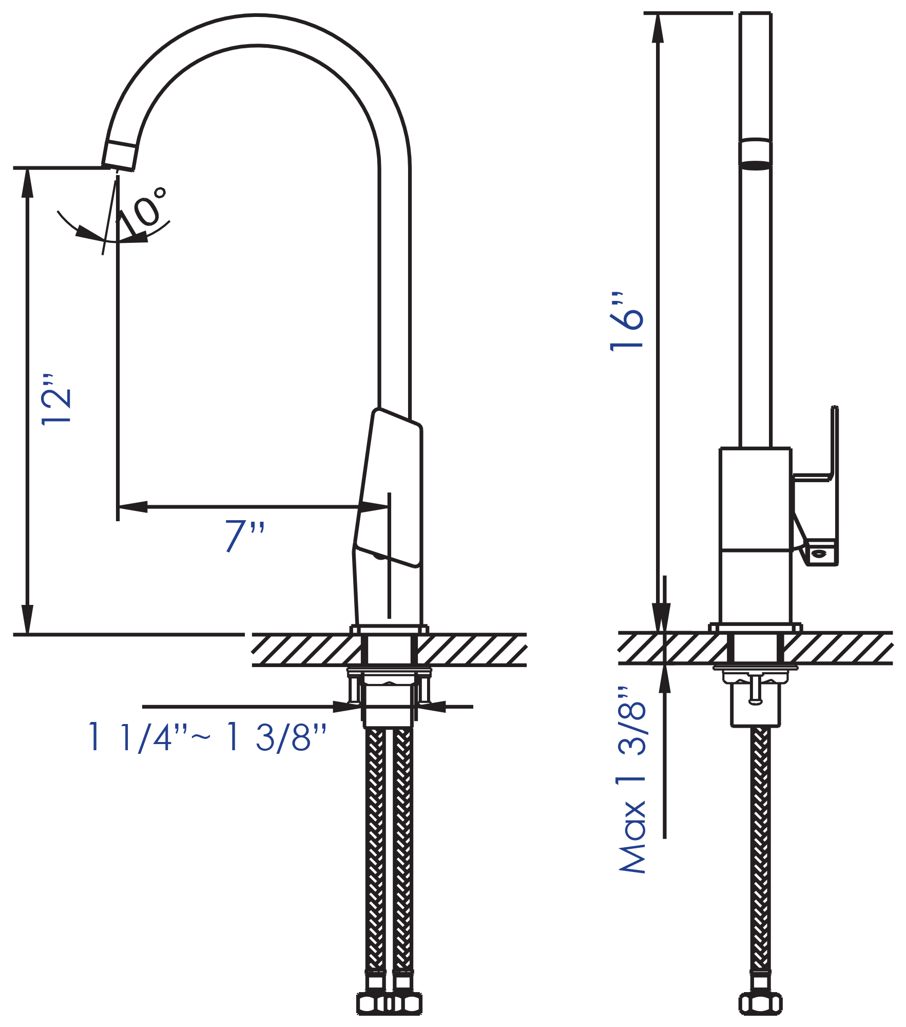 ALFI Brand - Brushed Nickel Gooseneck Single Hole Bathroom Faucet | AB3470-BN ALFI Brand - Brushed Nickel Gooseneck Single Hole Bathroom Faucet | AB3470-BN