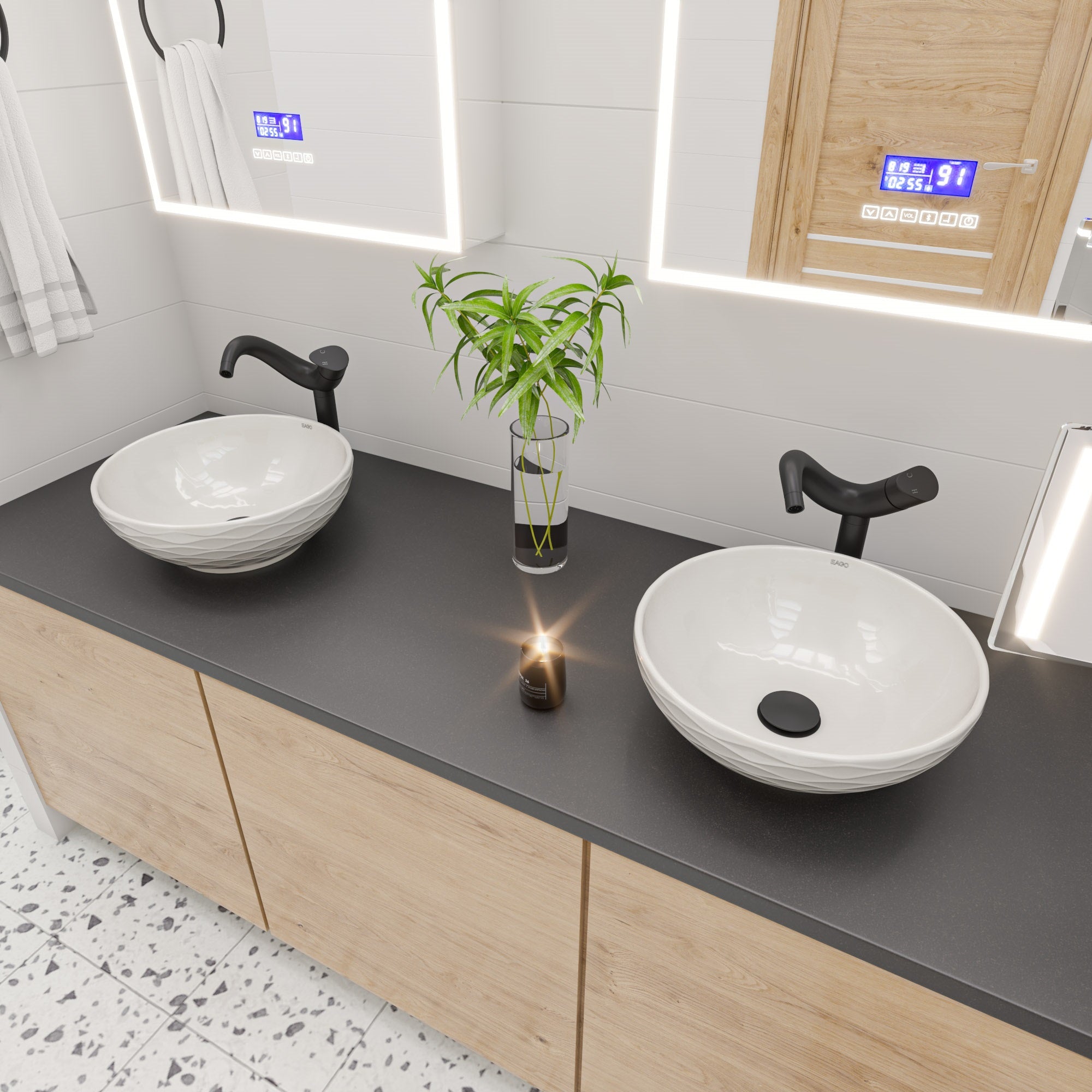 ALFI Brand - White 17" Decorative Round Vessel Above Mount Ceramic Sink | ABC909 ALFI Brand - White 17" Decorative Round Vessel Above Mount Ceramic Sink | ABC909