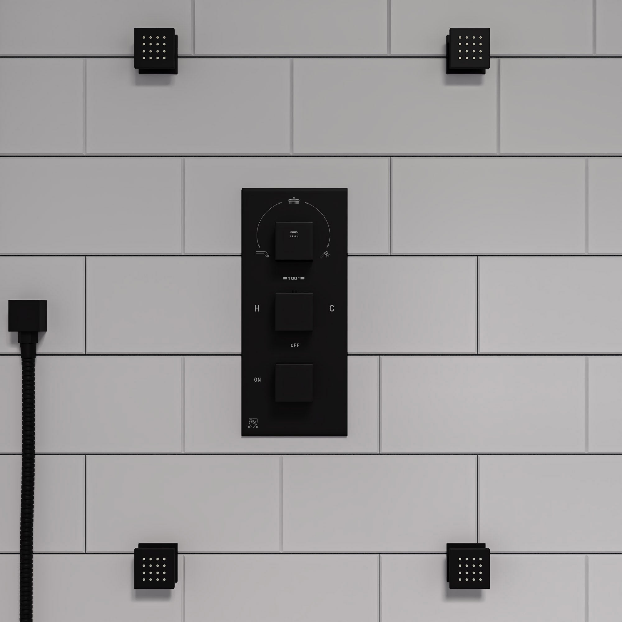 ALFI Brand - Black Matte Square Sliding Rail Hand Shower Set | AB7606-BM ALFI Brand - Black Matte Square Sliding Rail Hand Shower Set | AB7606-BM
