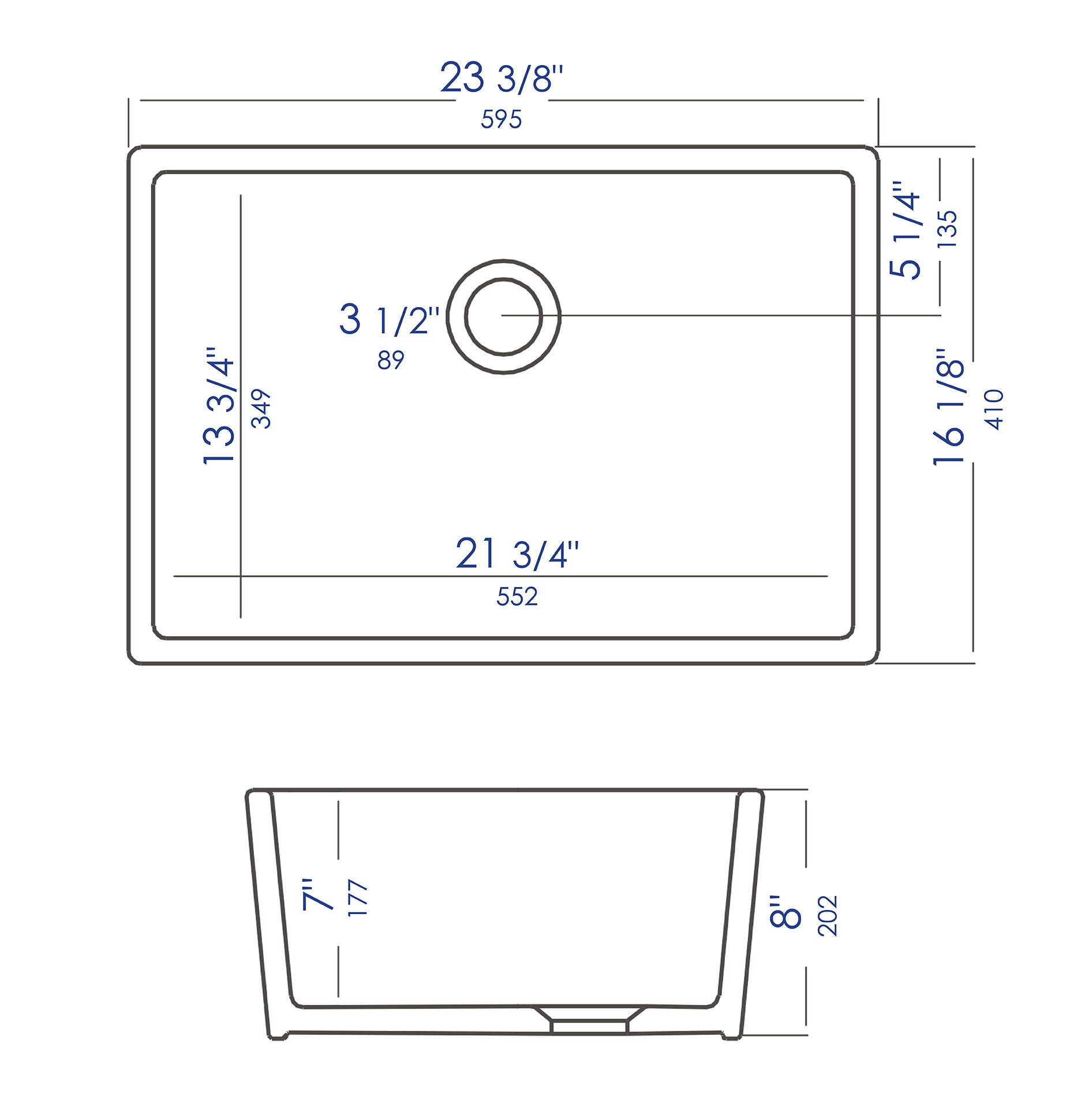 ALFI Brand - 24 inch Biscuit Single Bowl Fireclay Undermount Kitchen Sink | AB503UM-B ALFI Brand - 24 inch Biscuit Single Bowl Fireclay Undermount Kitchen Sink | AB503UM-B
