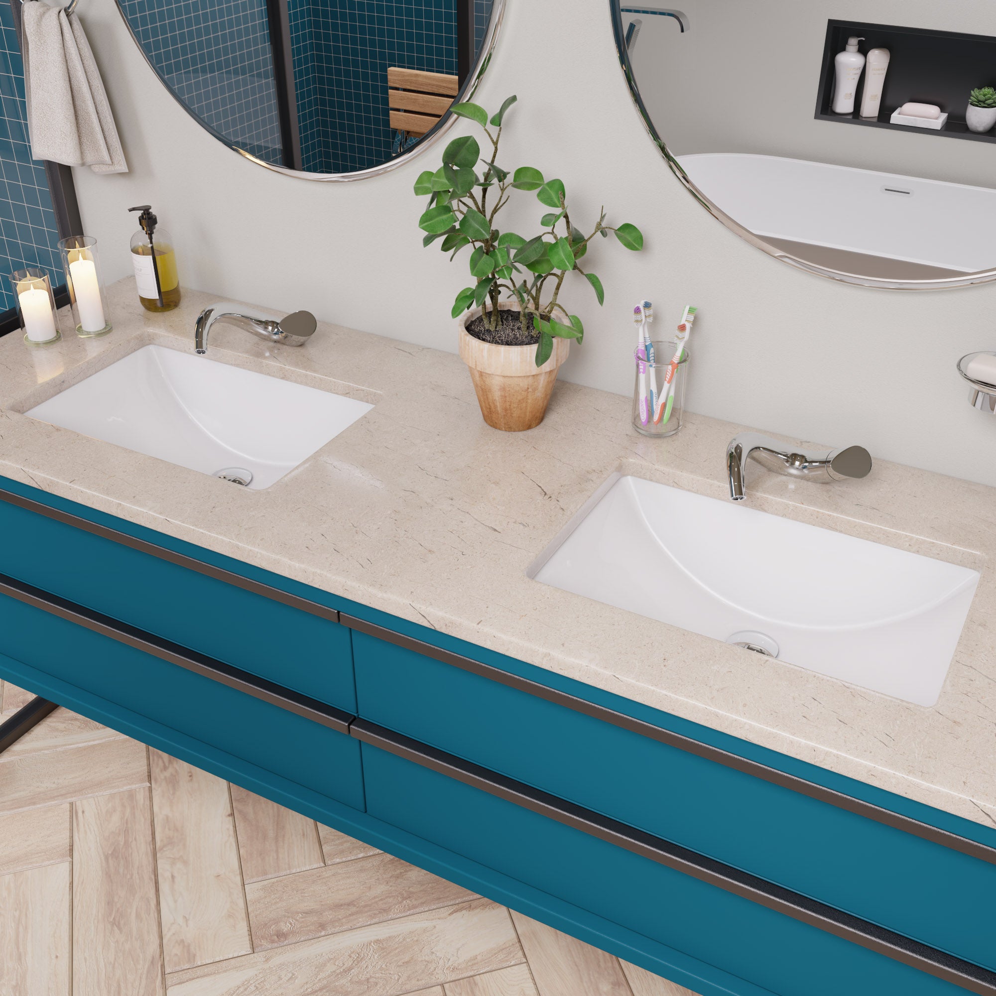 EAGO - White Ceramic 22"x15" Undermount Rectangular Bathroom Sink | BC227 EAGO - White Ceramic 22"x15" Undermount Rectangular Bathroom Sink | BC227