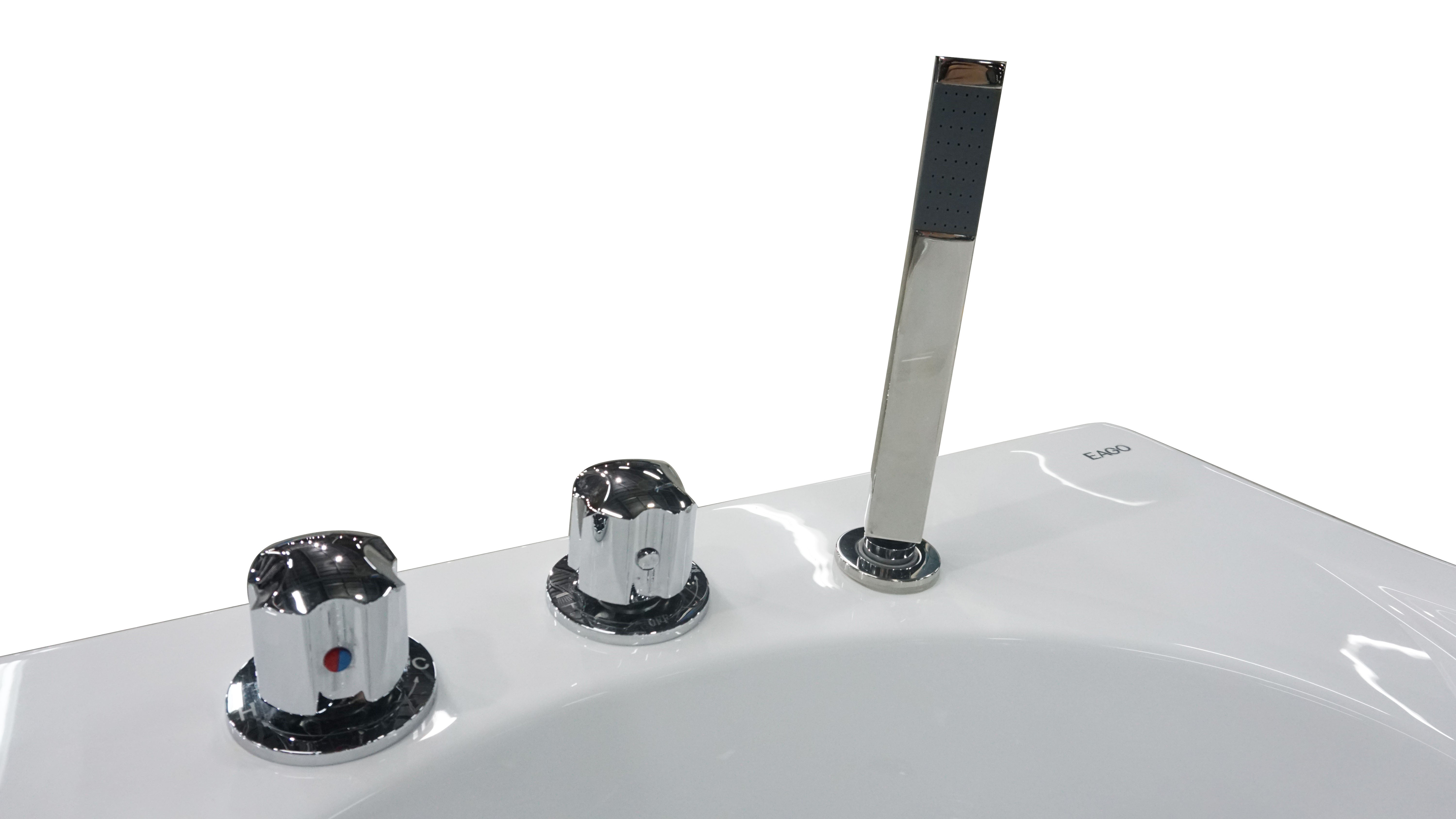 EAGO - 6 ft Left Drain Acrylic White Whirlpool Bathtub w Fixtures | AM189ETL-L EAGO - 6 ft Left Drain Acrylic White Whirlpool Bathtub w Fixtures | AM189ETL-L
