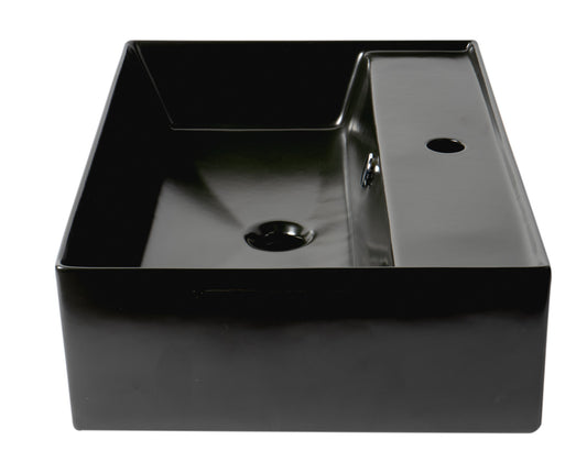 ALFI Brand - Black Matte 24" Modern Rectangular Above Mount Ceramic Sink with Faucet Hole | ABC901-BM