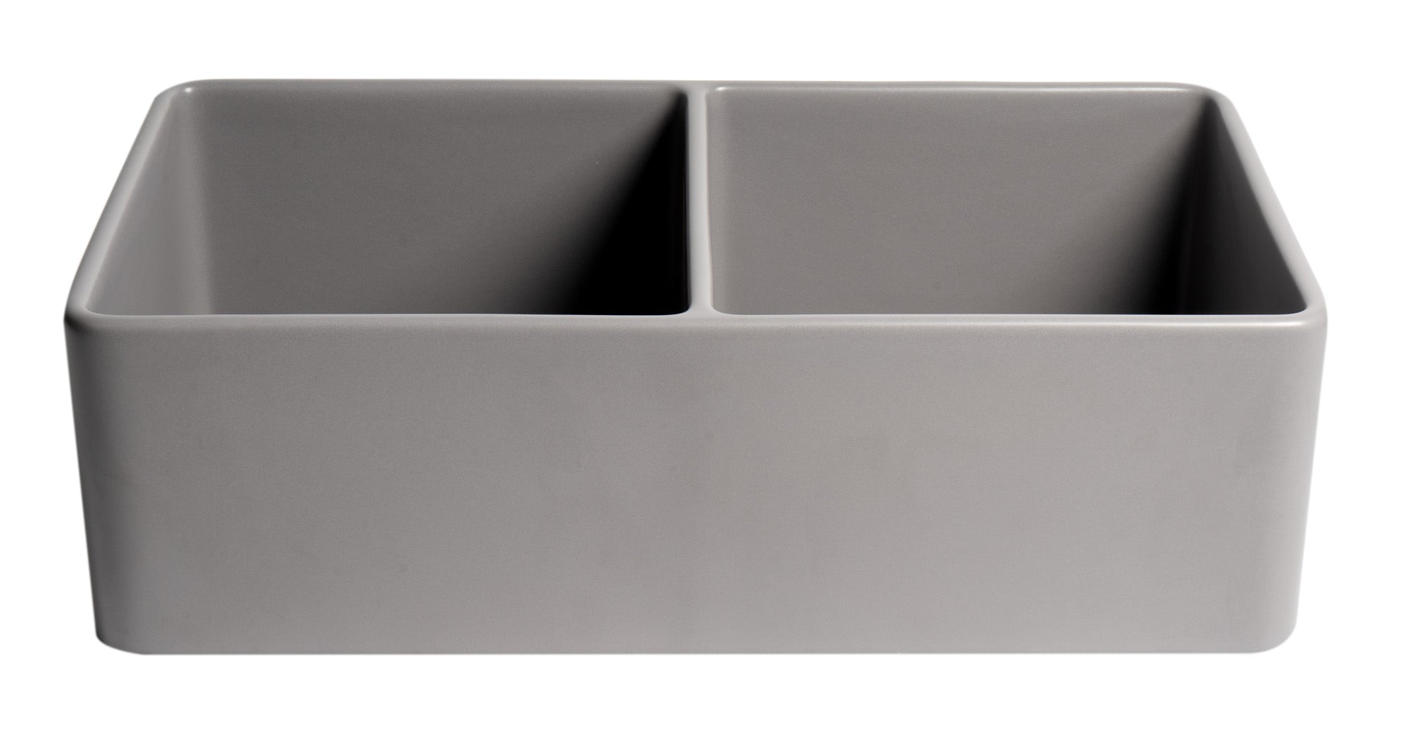 ALFI Brand - Gray Matte Smooth Apron 33" x 18" Double Bowl Fireclay Farm Sink | ABF3318D-GM ALFI Brand - Gray Matte Smooth Apron 33" x 18" Double Bowl Fireclay Farm Sink | ABF3318D-GM
