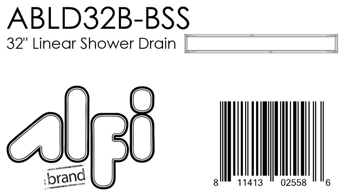 ALFI Brand - 32" Modern Brushed Stainless Steel Linear Shower Drain with Solid Cover | ABLD32B-BSS ALFI Brand - 32" Modern Brushed Stainless Steel Linear Shower Drain with Solid Cover | ABLD32B-BSS