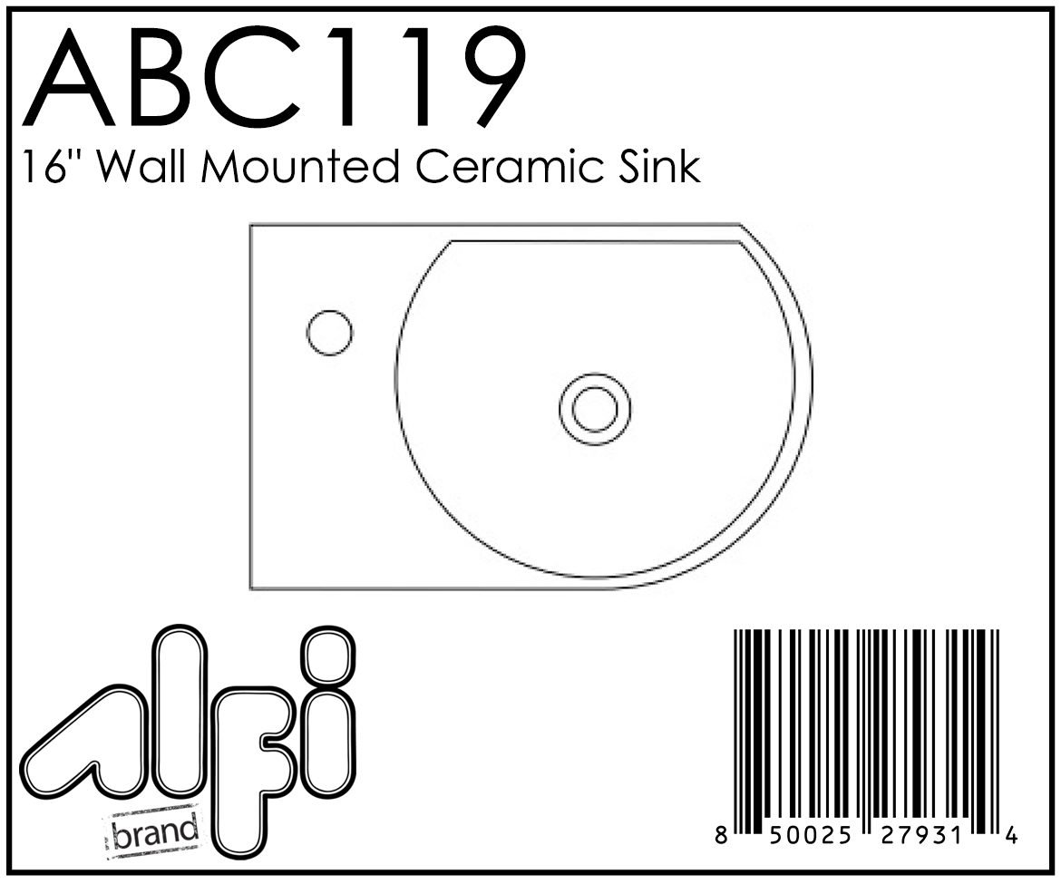 ALFI Brand - White 16" Small Wall Mounted Ceramic Sink with Faucet Hole | ABC119 ALFI Brand - White 16" Small Wall Mounted Ceramic Sink with Faucet Hole | ABC119