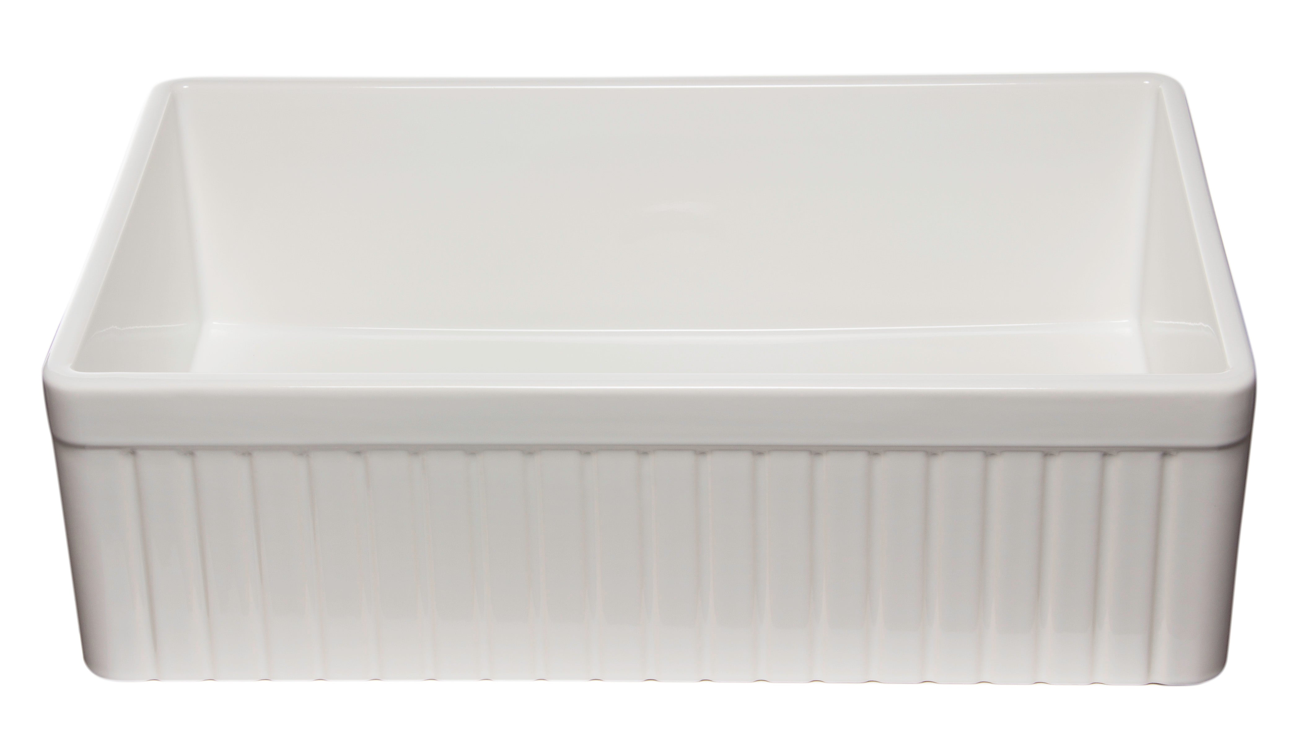 ALFI Brand - 33" White Single Bowl Fluted Apron Fireclay Farm Sink | AB532-W ALFI Brand - 33" White Single Bowl Fluted Apron Fireclay Farm Sink | AB532-W