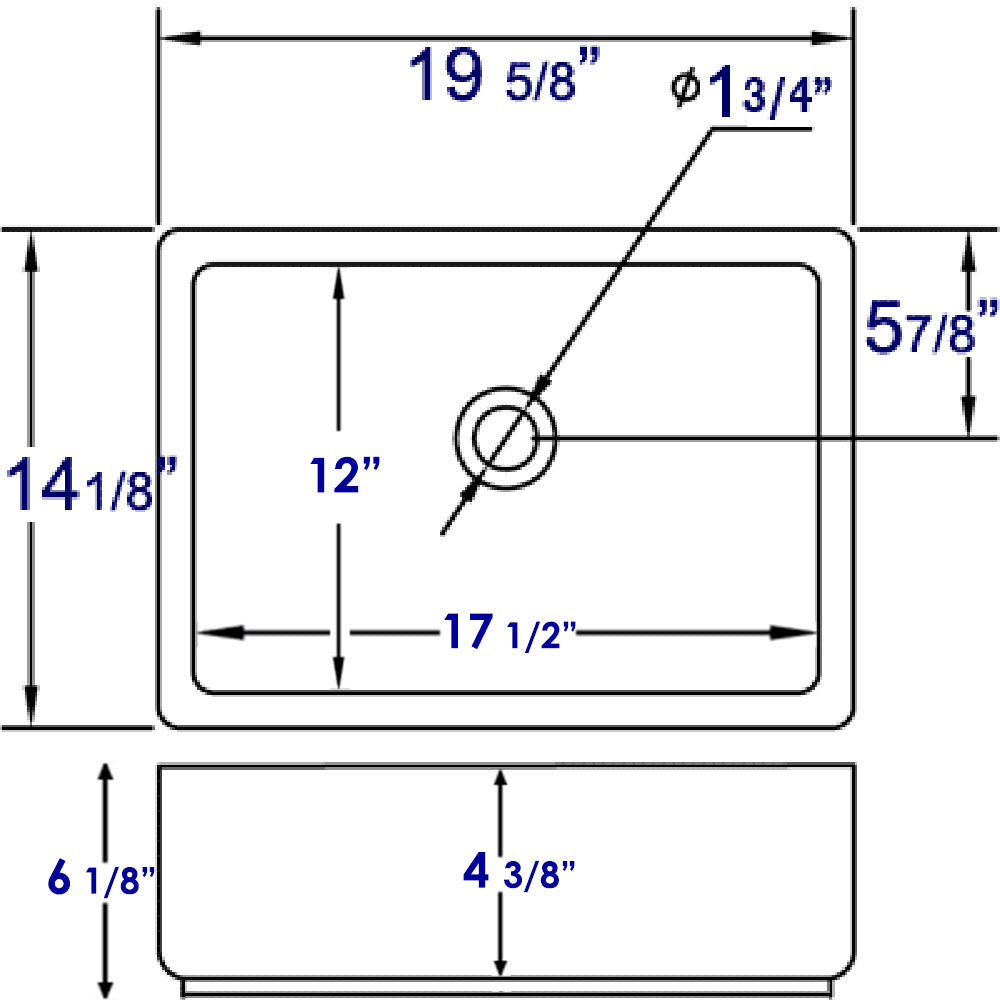 EAGO - 20" RECTANGULAR CERAMIC ABOVE MOUNT BASIN VESSEL SINK | BA131 EAGO - 20" RECTANGULAR CERAMIC ABOVE MOUNT BASIN VESSEL SINK | BA131