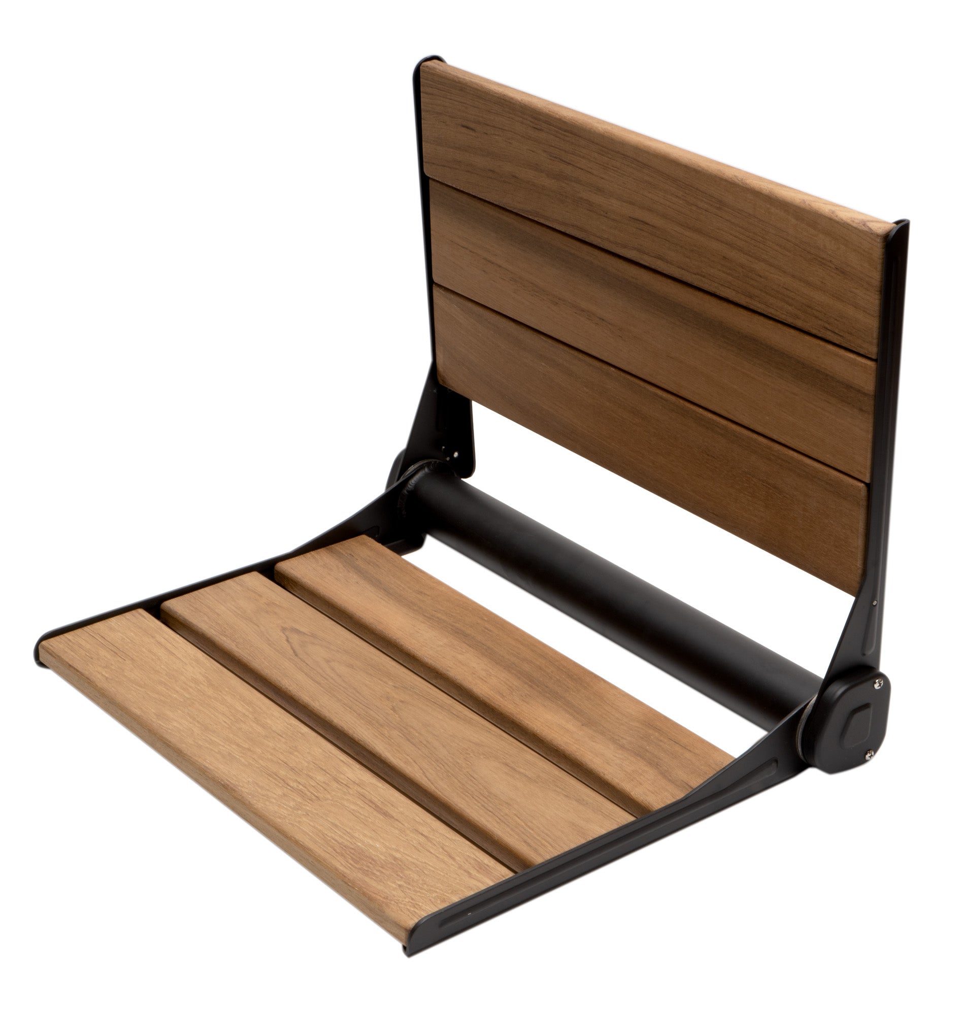 ALFI Brand - Black Matte 17" Wide Foldable Teak Shower Seat with Backrest | ABS17-BM ALFI Brand - Black Matte 17" Wide Foldable Teak Shower Seat with Backrest | ABS17-BM