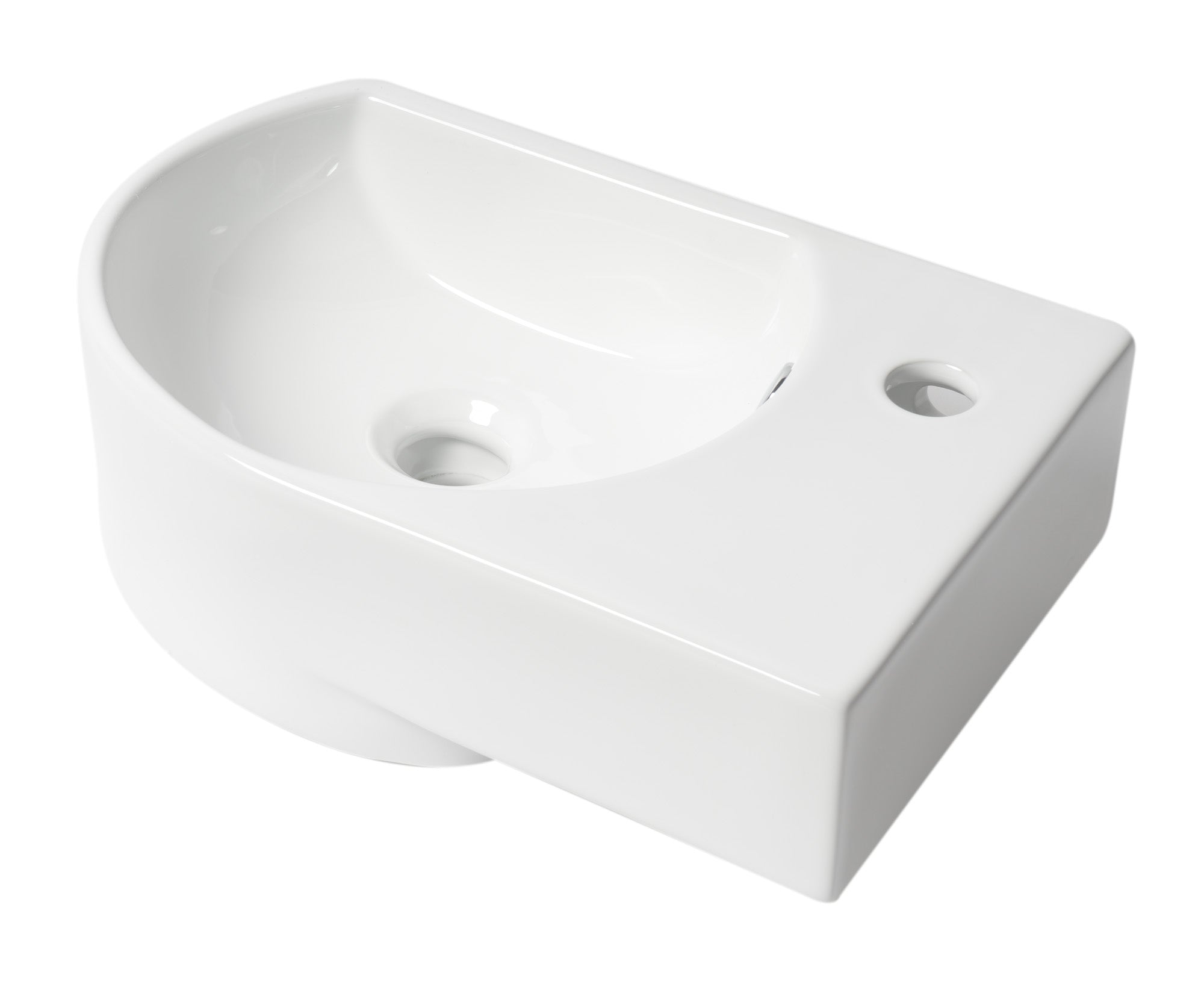 ALFI Brand - White 16" Small Wall Mounted Ceramic Sink with Faucet Hole | ABC119 ALFI Brand - White 16" Small Wall Mounted Ceramic Sink with Faucet Hole | ABC119