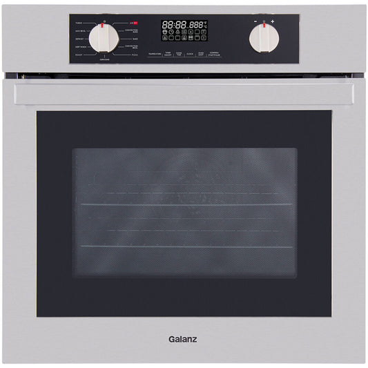 GALANZ - 24 in. Steam Cleaning True European Convection Compact Electric Wall Oven in Stainless Steel with Air Fry Total Fry 360° | GL1BO24FSAN