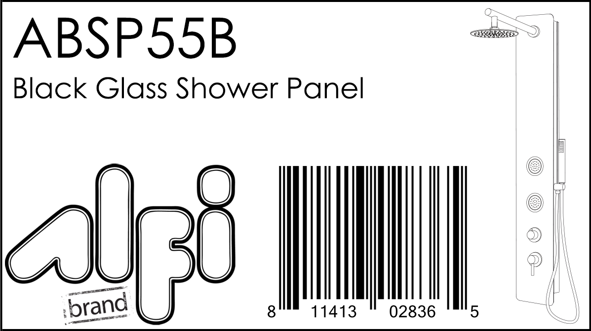 ALFI Brand - Black Glass Shower Panel with 2 Body Sprays and Rain Shower Head | ABSP55B ALFI Brand - Black Glass Shower Panel with 2 Body Sprays and Rain Shower Head | ABSP55B