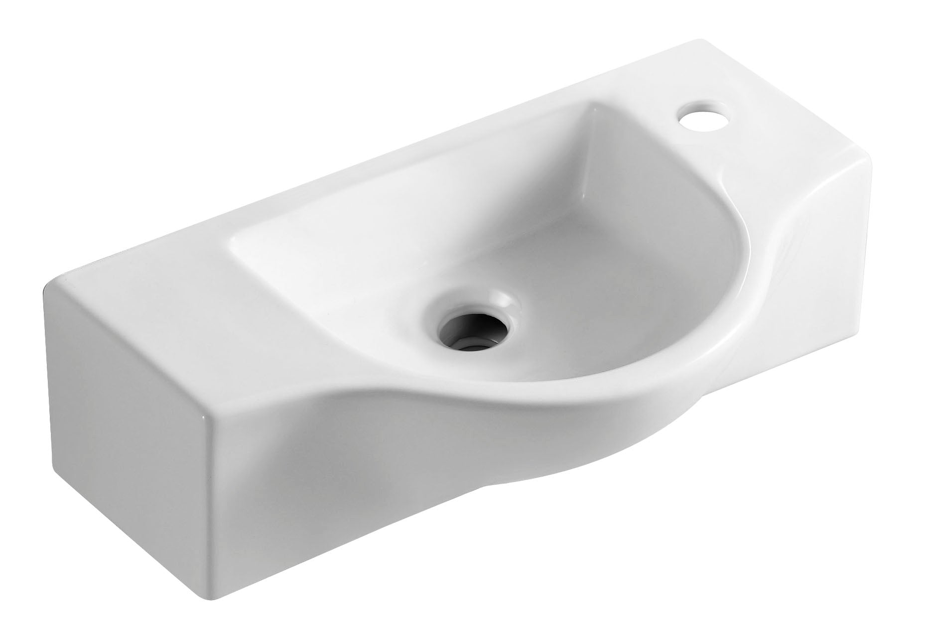 ALFI Brand - White 18" Small Wall Mounted Ceramic Sink with Faucet Hole | ABC114 ALFI Brand - White 18" Small Wall Mounted Ceramic Sink with Faucet Hole | ABC114