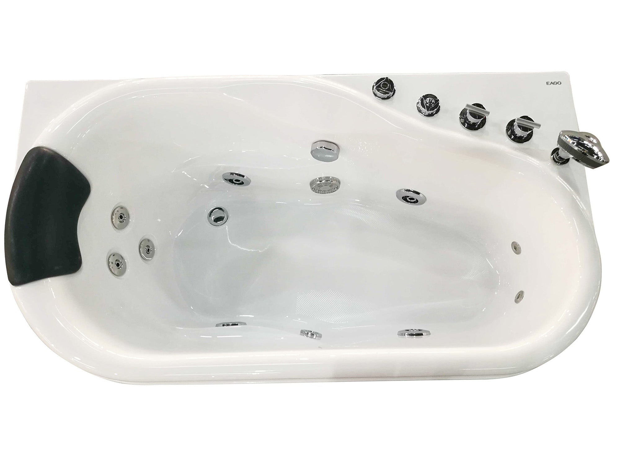 EAGO - 5' White Acrylic Corner Whirlpool Bathtub - Drain on Right | AM175-R EAGO - 5' White Acrylic Corner Whirlpool Bathtub - Drain on Right | AM175-R