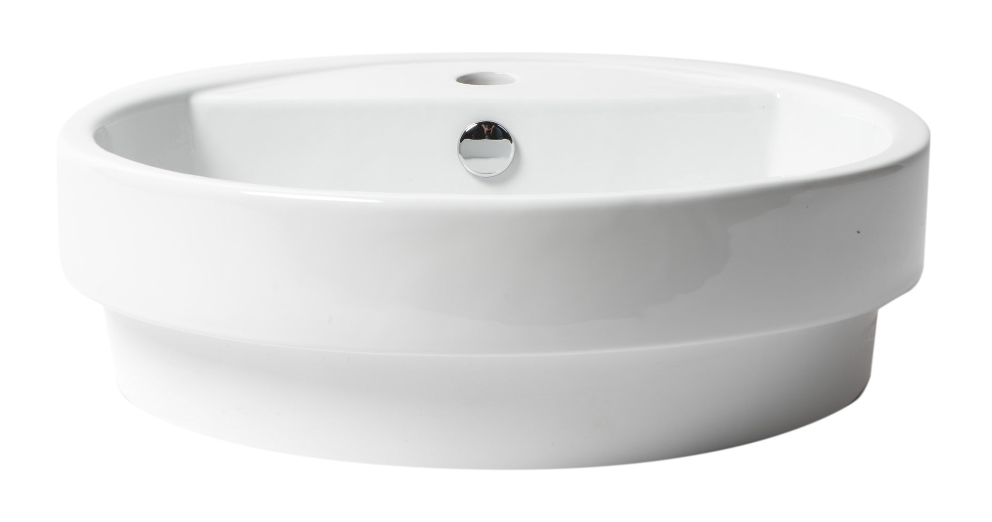 ALFI Brand - White 19" Round Semi Recessed Ceramic Sink with Faucet Hole | ABC702 ALFI Brand - White 19" Round Semi Recessed Ceramic Sink with Faucet Hole | ABC702