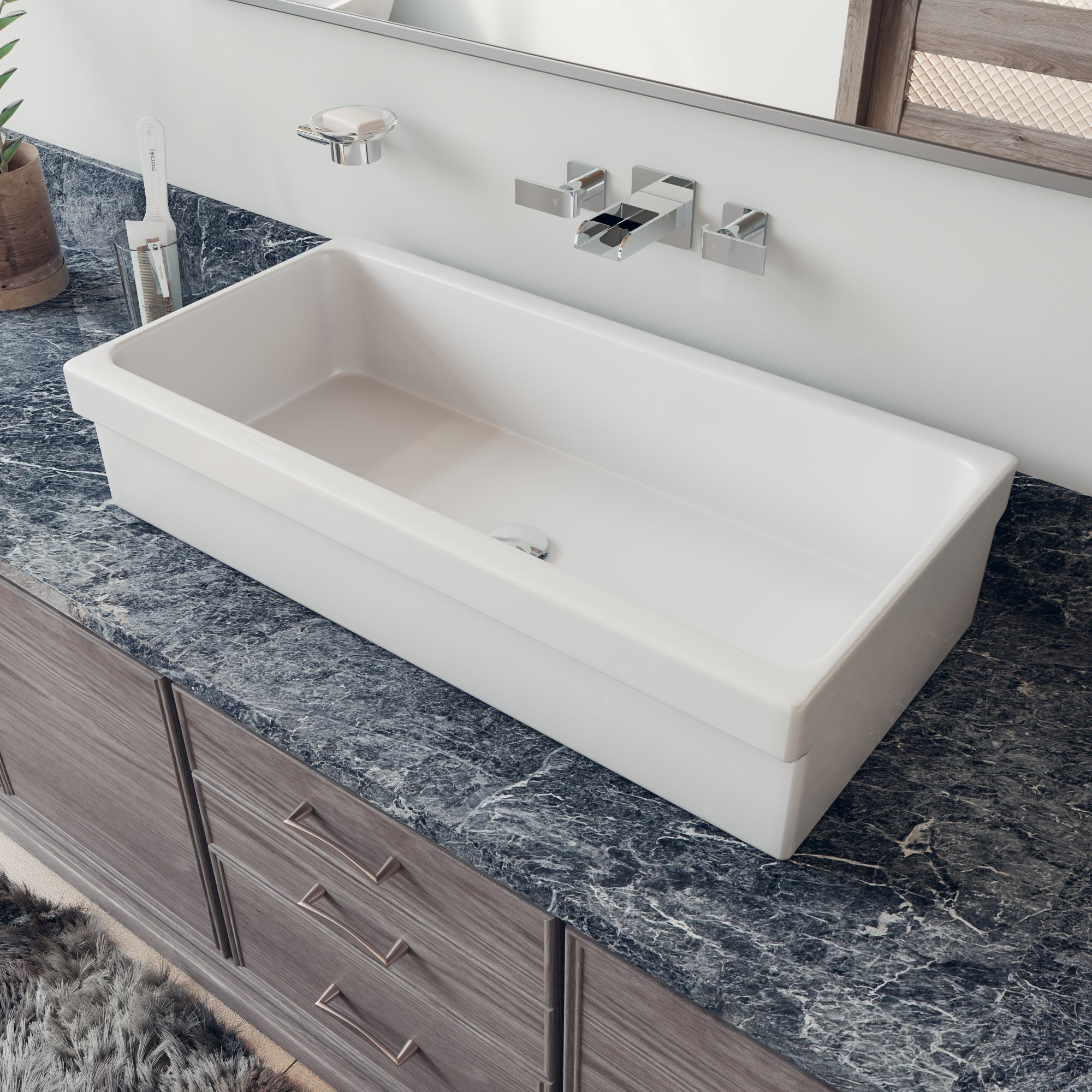 ALFI Brand - 36" White Above Mount Fireclay Bath Trough Sink | AB36TR ALFI Brand - 36" White Above Mount Fireclay Bath Trough Sink | AB36TR