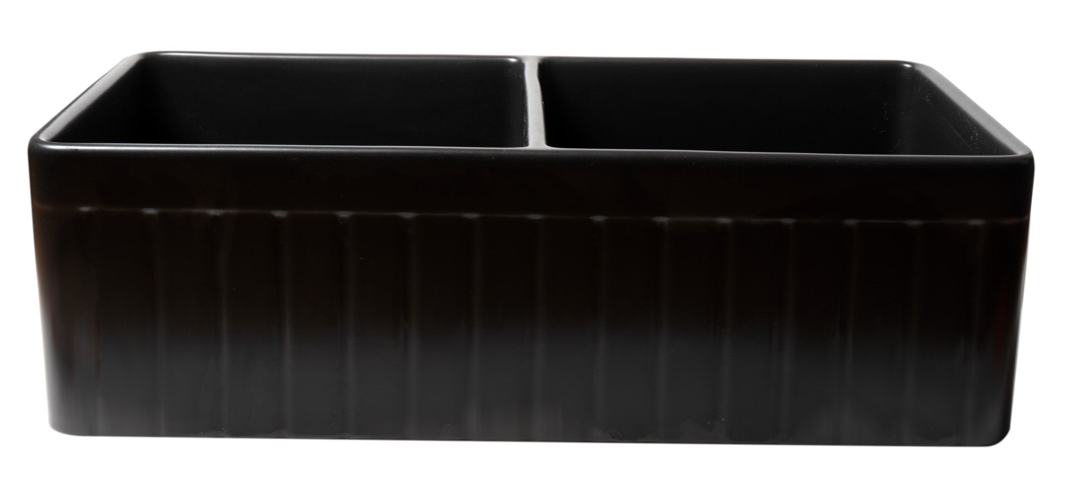 ALFI Brand - Black Matte Smooth Apron 33" x 18" Double Bowl Fireclay Farm Sink | ABF3318D-BM ALFI Brand - Black Matte Smooth Apron 33" x 18" Double Bowl Fireclay Farm Sink | ABF3318D-BM