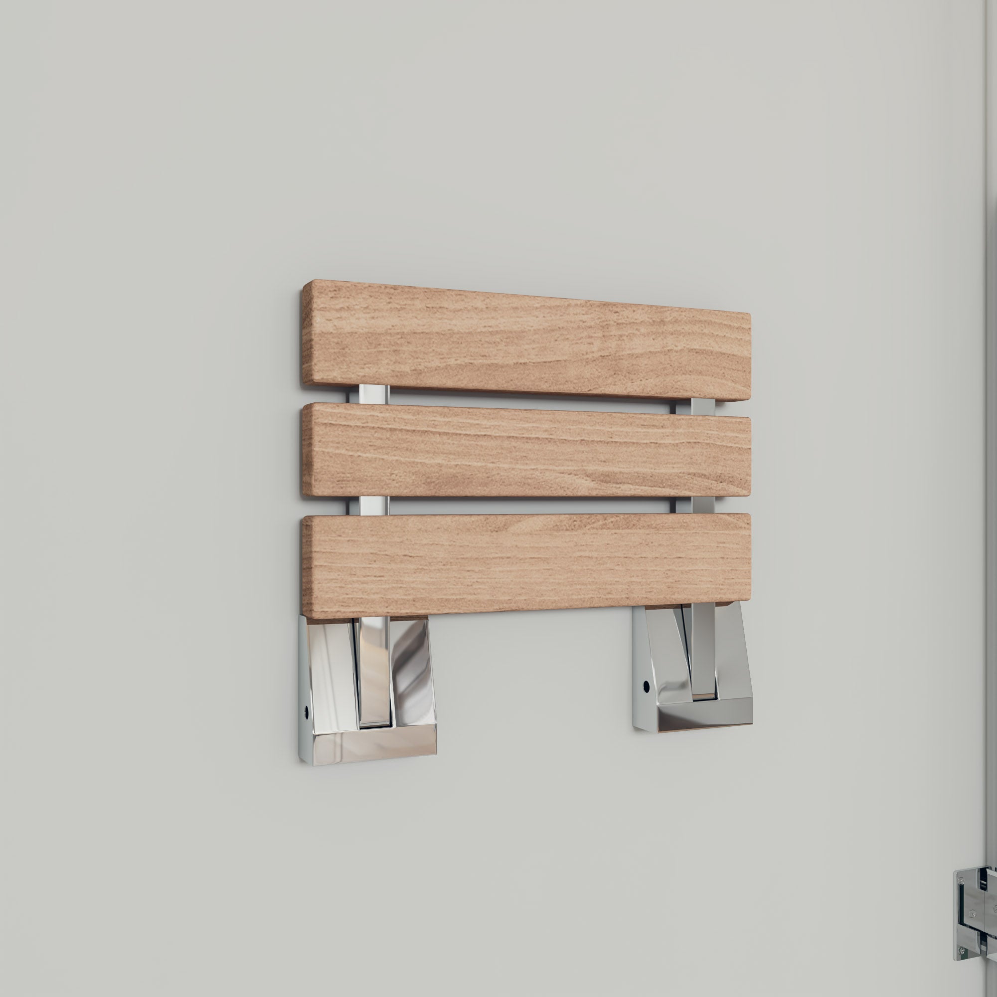 ALFI Brand - Polished Chrome 16" Folding Teak Wood Shower Seat Bench | ABS16S-PC ALFI Brand - Polished Chrome 16" Folding Teak Wood Shower Seat Bench | ABS16S-PC