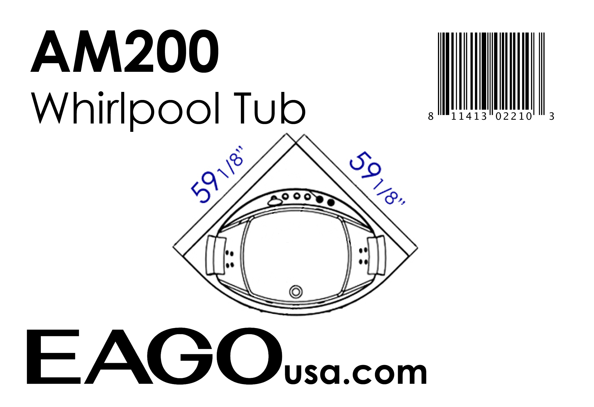 EAGO - 5' Rounded Modern Double Seat Corner Whirlpool Bath Tub with Fixtures | AM200 EAGO - 5' Rounded Modern Double Seat Corner Whirlpool Bath Tub with Fixtures | AM200