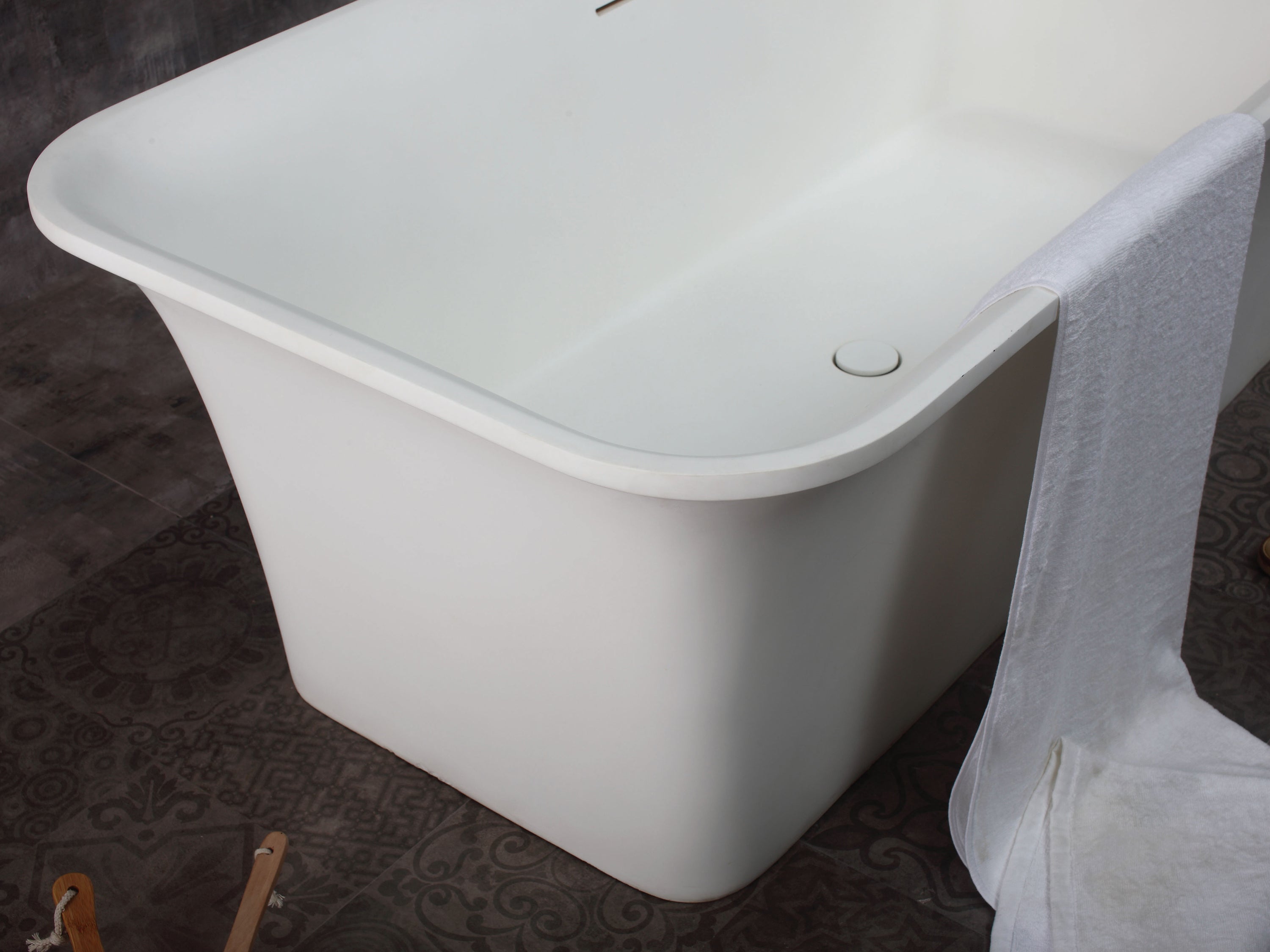 ALFI Brand - 67" White Rectangular Solid Surface Smooth Resin Soaking Bathtub | AB9942 ALFI Brand - 67" White Rectangular Solid Surface Smooth Resin Soaking Bathtub | AB9942