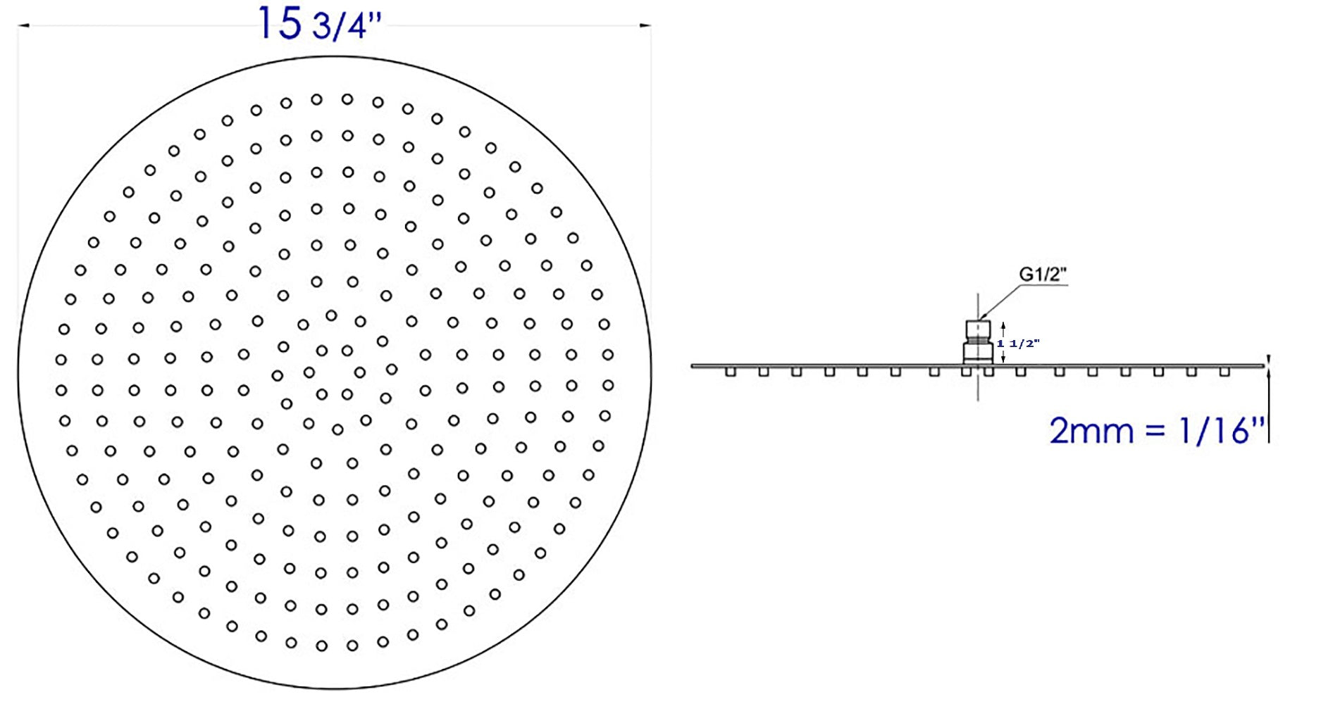 ALFI Brand - Solid Polished Stainless Steel 16" Round Ultra Thin Rain Shower Head | RAIN16R-PSS ALFI Brand - Solid Polished Stainless Steel 16" Round Ultra Thin Rain Shower Head | RAIN16R-PSS