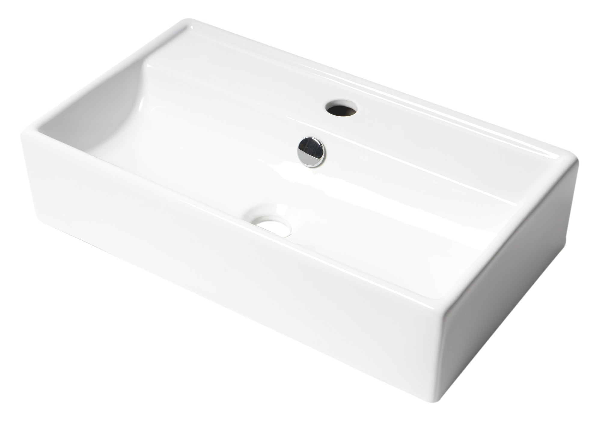 ALFI Brand - White 22" Rectangular Wall Mounted Ceramic Sink with Faucet Hole | ABC122 ALFI Brand - White 22" Rectangular Wall Mounted Ceramic Sink with Faucet Hole | ABC122