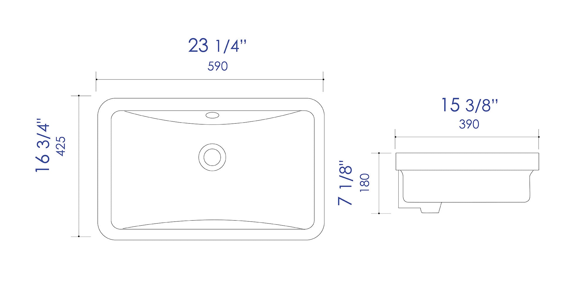 ALFI Brand - White 24" Rectangular Undermount Ceramic Sink | ABC603 ALFI Brand - White 24" Rectangular Undermount Ceramic Sink | ABC603