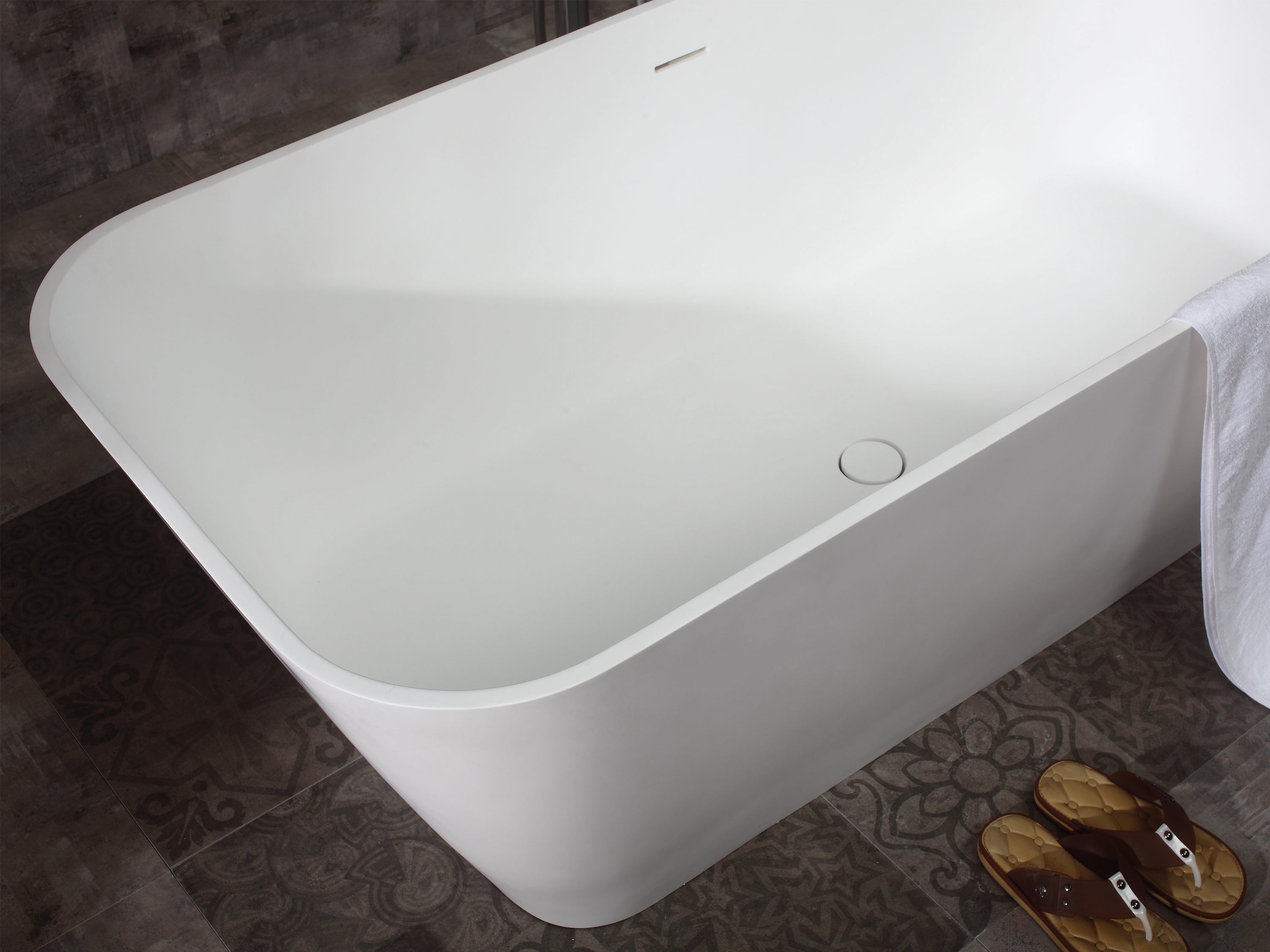 ALFI Brand - 67" White Rectangular Solid Surface Smooth Resin Soaking Bathtub | AB9952 ALFI Brand - 67" White Rectangular Solid Surface Smooth Resin Soaking Bathtub | AB9952
