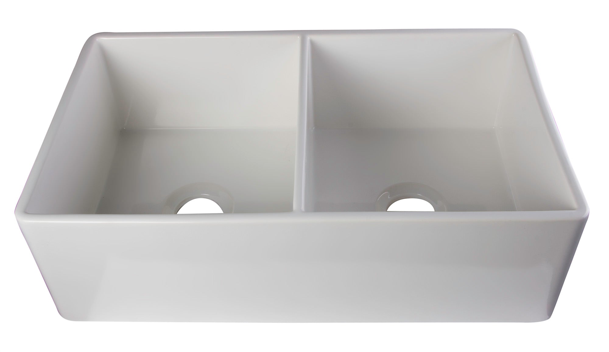 ALFI Brand - White 32" Smooth Apron Double Bowl Fireclay Farmhouse Kitchen Sink | AB538-W ALFI Brand - White 32" Smooth Apron Double Bowl Fireclay Farmhouse Kitchen Sink | AB538-W