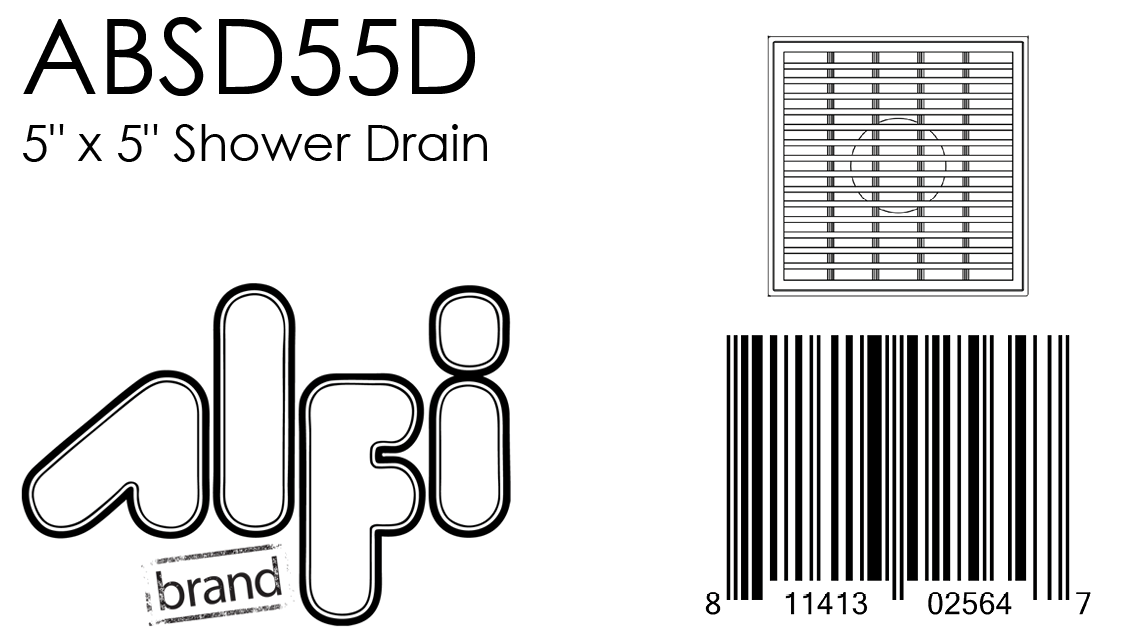 ALFI Brand - 5" x 5" Square Stainless Steel Shower Drain with Groove Lines | ABSD55D ALFI Brand - 5" x 5" Square Stainless Steel Shower Drain with Groove Lines | ABSD55D