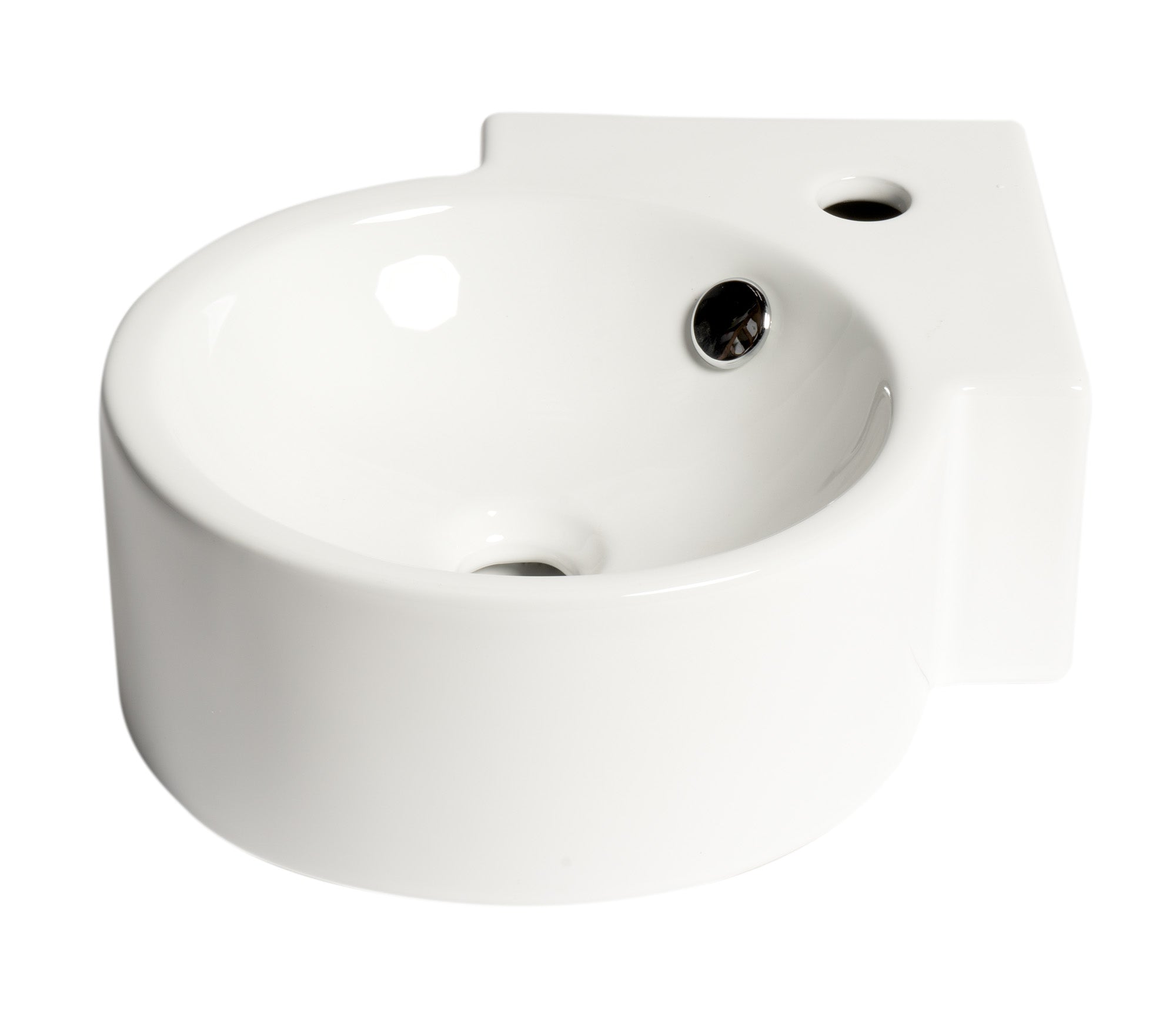 ALFI Brand - White 17" Tiny Corner Wall Mounted Ceramic Sink with Faucet Hole | ABC121 ALFI Brand - White 17" Tiny Corner Wall Mounted Ceramic Sink with Faucet Hole | ABC121