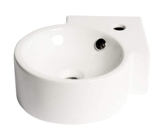 ALFI Brand - White 17" Tiny Corner Wall Mounted Ceramic Sink with Faucet Hole | ABC121