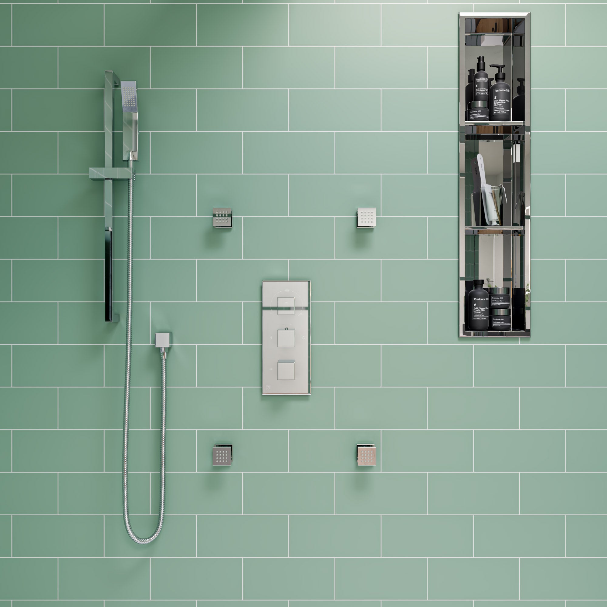 ALFI Brand - 8 x 36 Polished Stainless Steel Vertical Triple Shelf Bath Shower Niche | ABN0836-PSS ALFI Brand - 8 x 36 Polished Stainless Steel Vertical Triple Shelf Bath Shower Niche | ABN0836-PSS