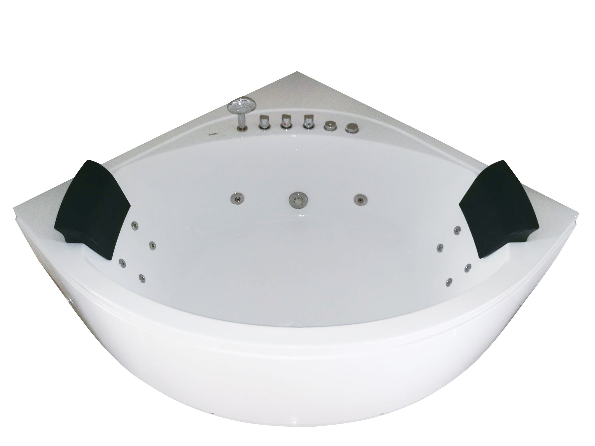 EAGO - 5' Rounded Modern Double Seat Corner Whirlpool Bath Tub with Fixtures | AM200 EAGO - 5' Rounded Modern Double Seat Corner Whirlpool Bath Tub with Fixtures | AM200