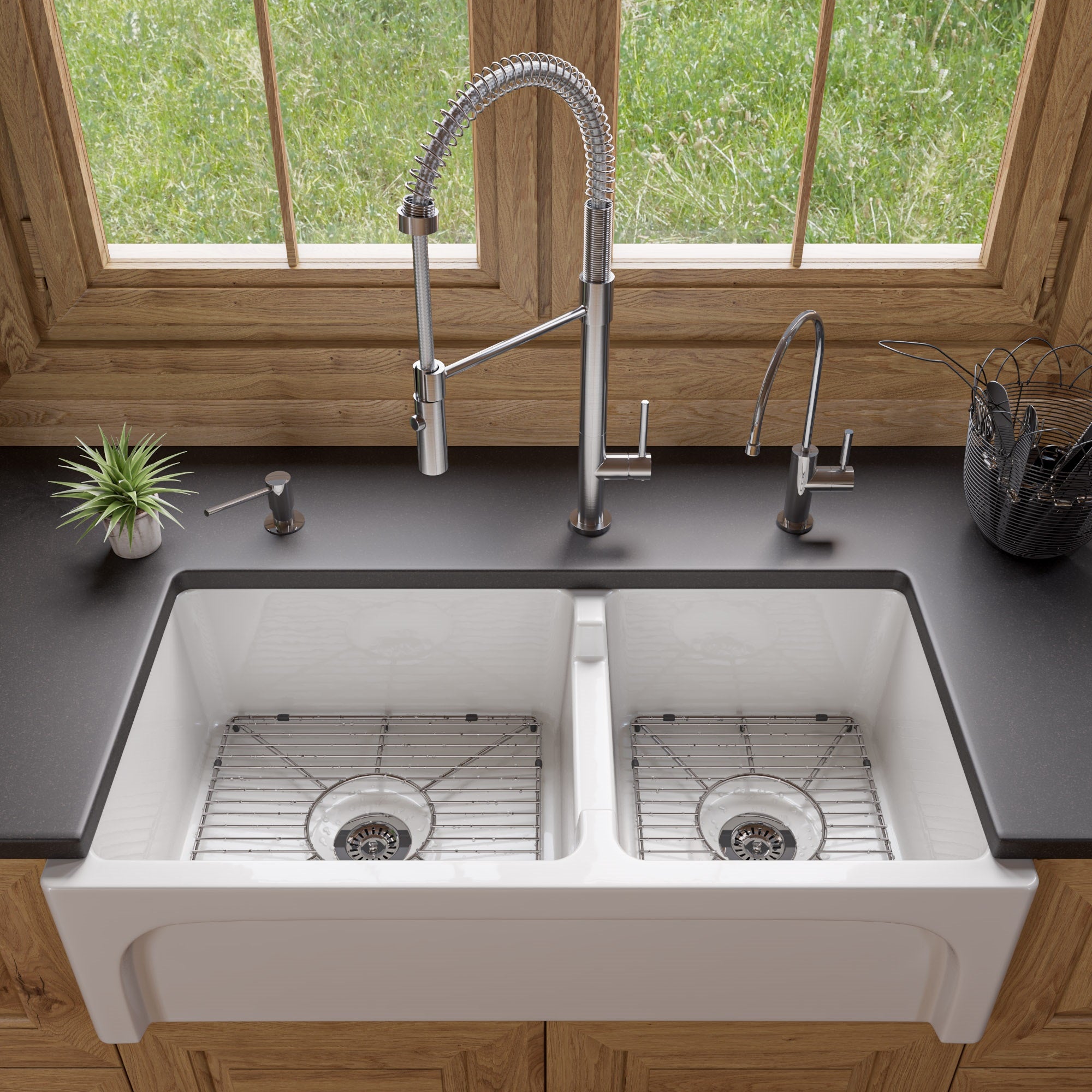 ALFI Brand - Brushed Nickel Commercial Spring Kitchen Faucet | ABKF3732-BN ALFI Brand - Brushed Nickel Commercial Spring Kitchen Faucet | ABKF3732-BN