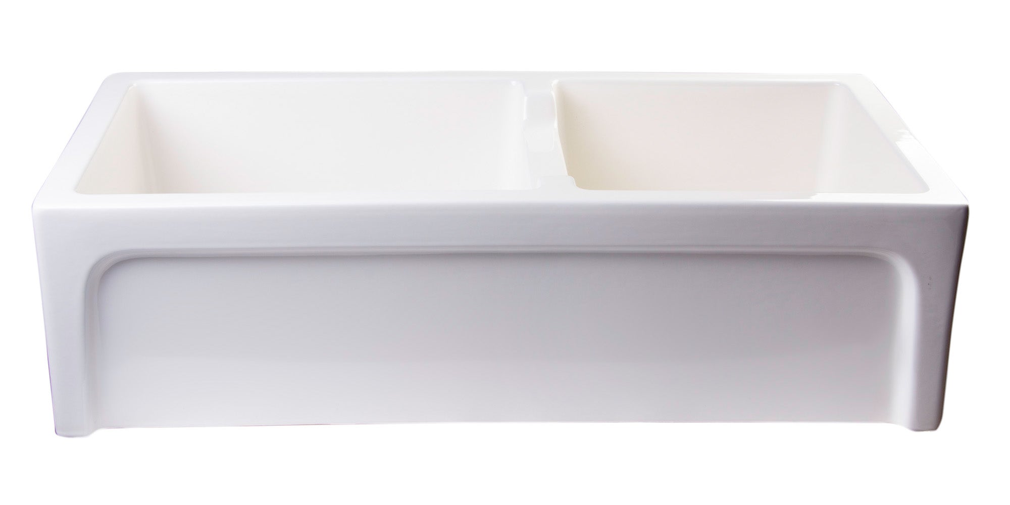 ALFI Brand - 36" Biscuit Arched Apron Thick Wall Fireclay Double Bowl Farm Sink | AB3618ARCH-B ALFI Brand - 36" Biscuit Arched Apron Thick Wall Fireclay Double Bowl Farm Sink | AB3618ARCH-B